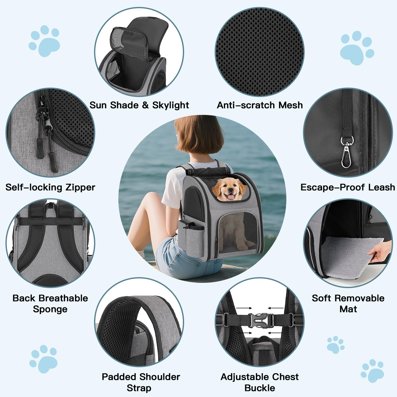 Huisdierrugzak Voor Kleine Honden En Katten, Draagbare Opvouwbare Kattenrugzak Hondenrugzak Draagtas Katten Tot 10 Kg Ademende Kattentas Hondentas Reizen Wandeltochten 1723026548