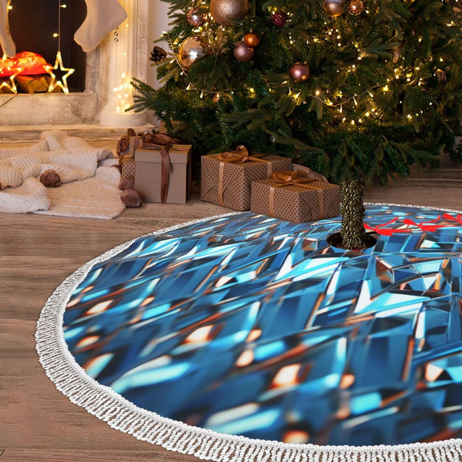 Décorations de sapin de Noël : grand tapis de sol à motifs losanges