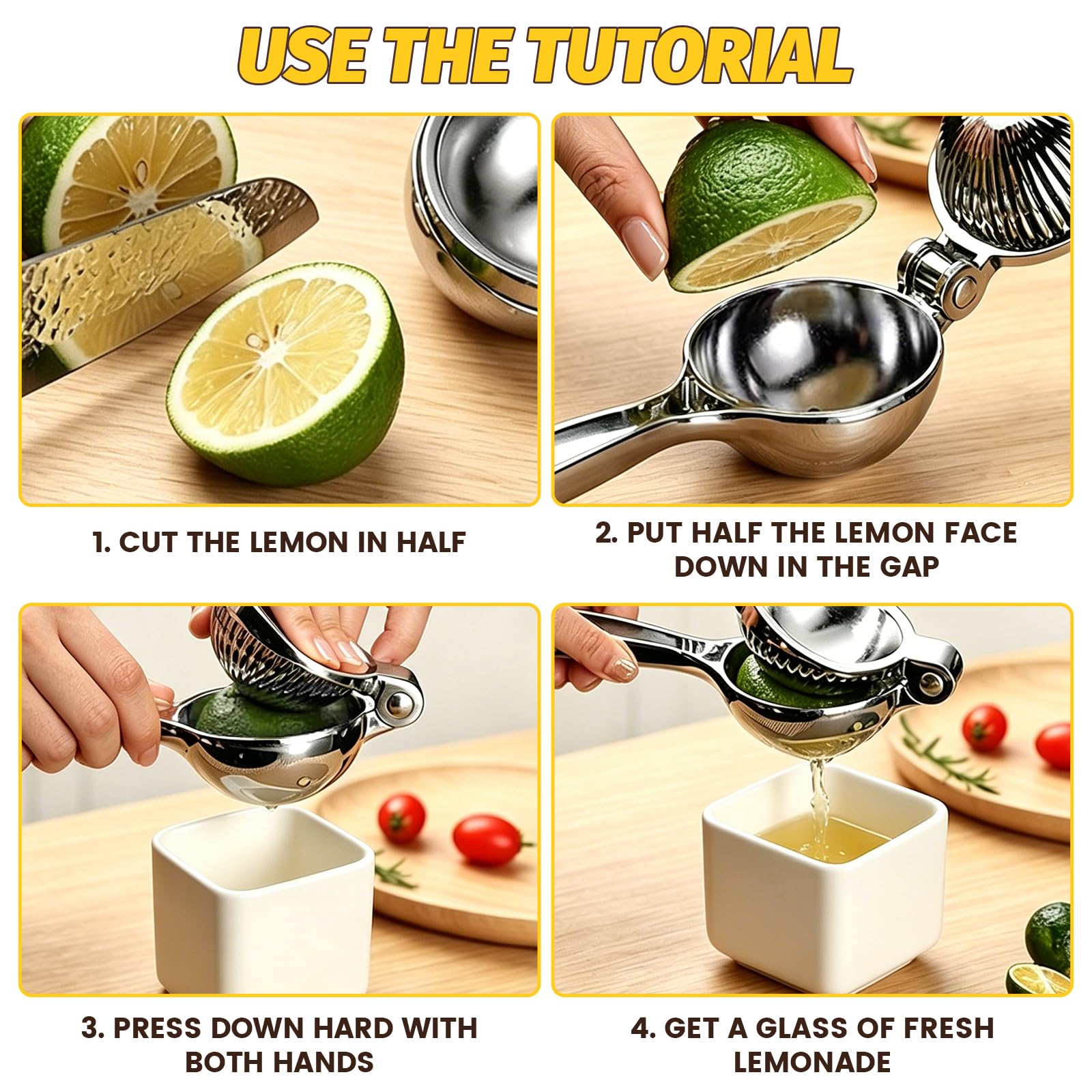Zitronenpresse Manuell, Universelle Größe Limettenpresse Zitruspresse für Maximale Saftausbeute, Handpresse Lemon Squeezer für Bar Küche Restaurant, Leicht zu Reinigen & Spülmaschinenfest