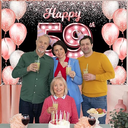 Vista 184 de Happy 21st Birthday Rose Gold Banner Backdrop Cheers to 21 Years Old Confetti Balloons Theme Decor Decorations for Women 21 Years Old Pink Birthday