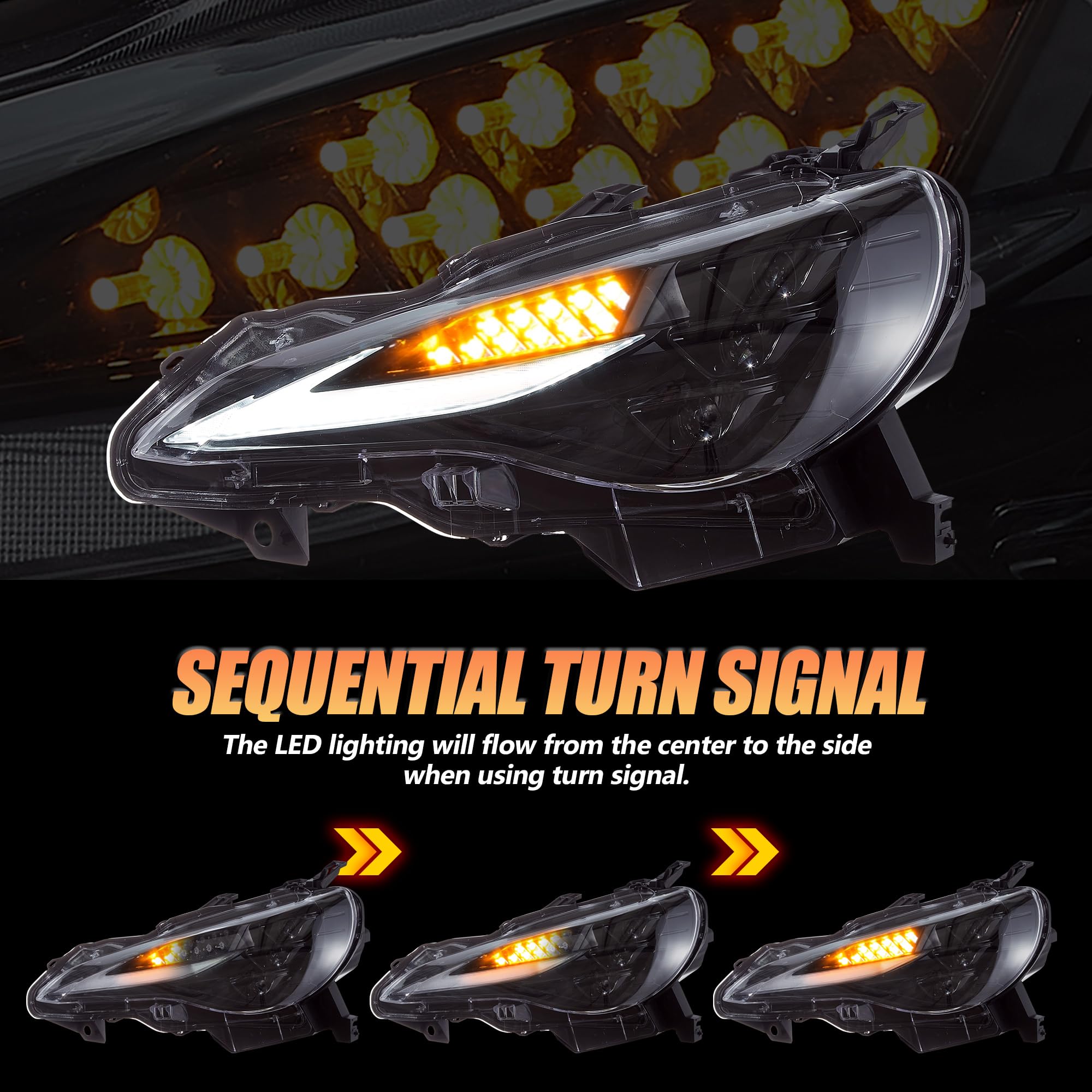 Reflektor Full LED do GT86 & BRZ 2012-2020, FR-S 2013-2016, dynamiczny wyświetlacz, strona kierowcy i pasażera