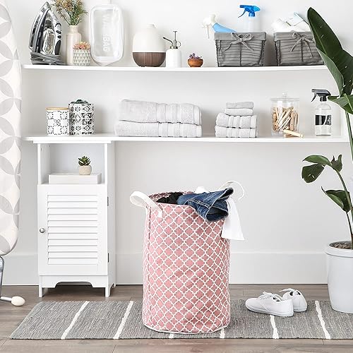 Miniatura 5 de DII Laundy Collection, cubo plegable recubierto de polietileno, celosía rosa, cesta para la ropa sucia