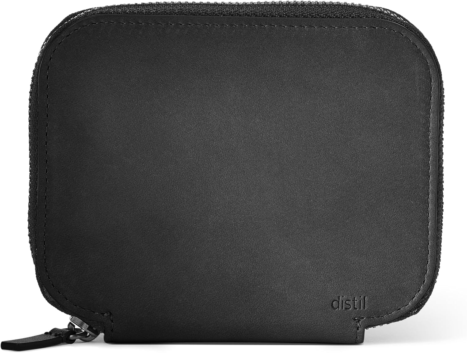 Distil Union ZipWallet | Minimalist Leather Zip Wallet | RFID Shielding, Coin Pouch, 3 Card Slots, Exterior Quick Access Pocket (Black)