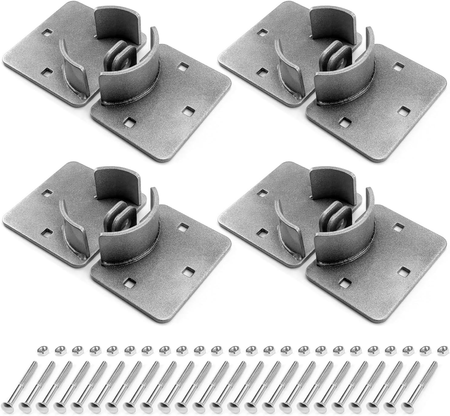 QWORK Heavy Duty Puck Lock and Hasp, 4 Pack High Security Steel Hidden Shackle Keyed Alike Padlocks with Keys for Trucks, Gates, Vans and Vending Machines