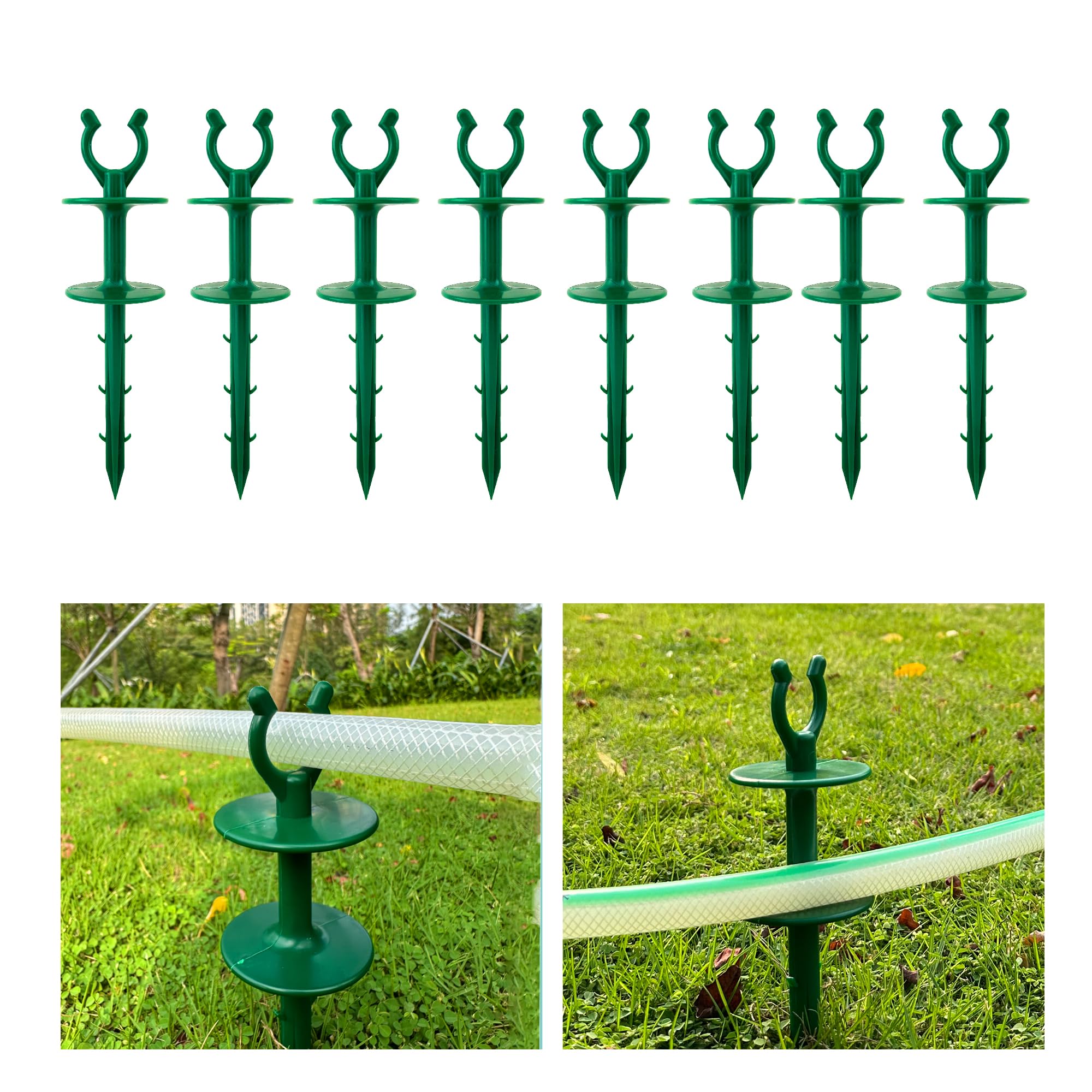 Garden Hose Guide Spike, 2 in 1 Hose Guide Stakes with Barbs and