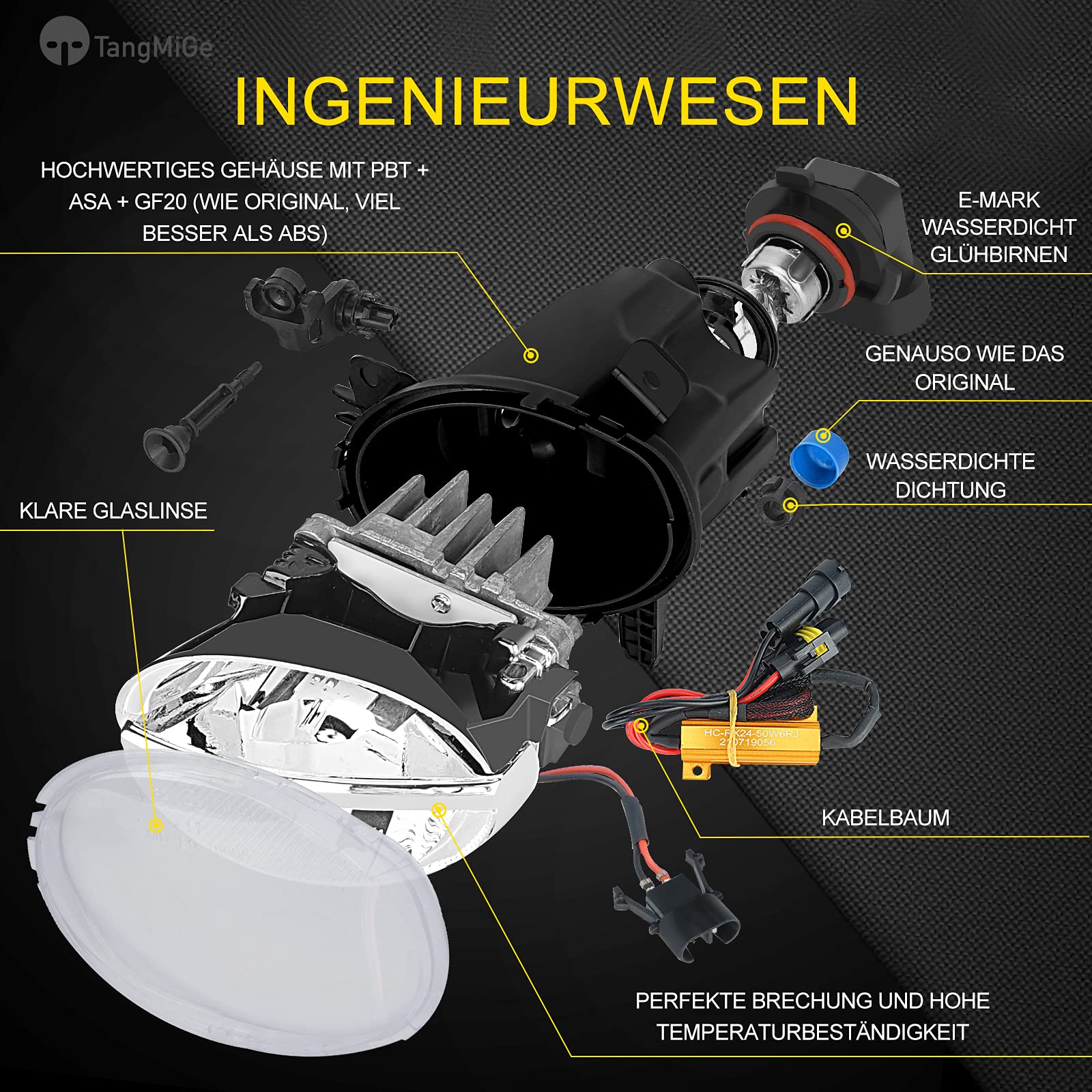 TangMiGe Fendinebbia compatibile con BMW F20 F21 F22 F23 F30 F31 F32 F33 F34 F36 F45 F46, Serie 1 3 4, 2010-2018, LED sostituzione diretta o LED to alogenen, 1 Paio (Chiaro)