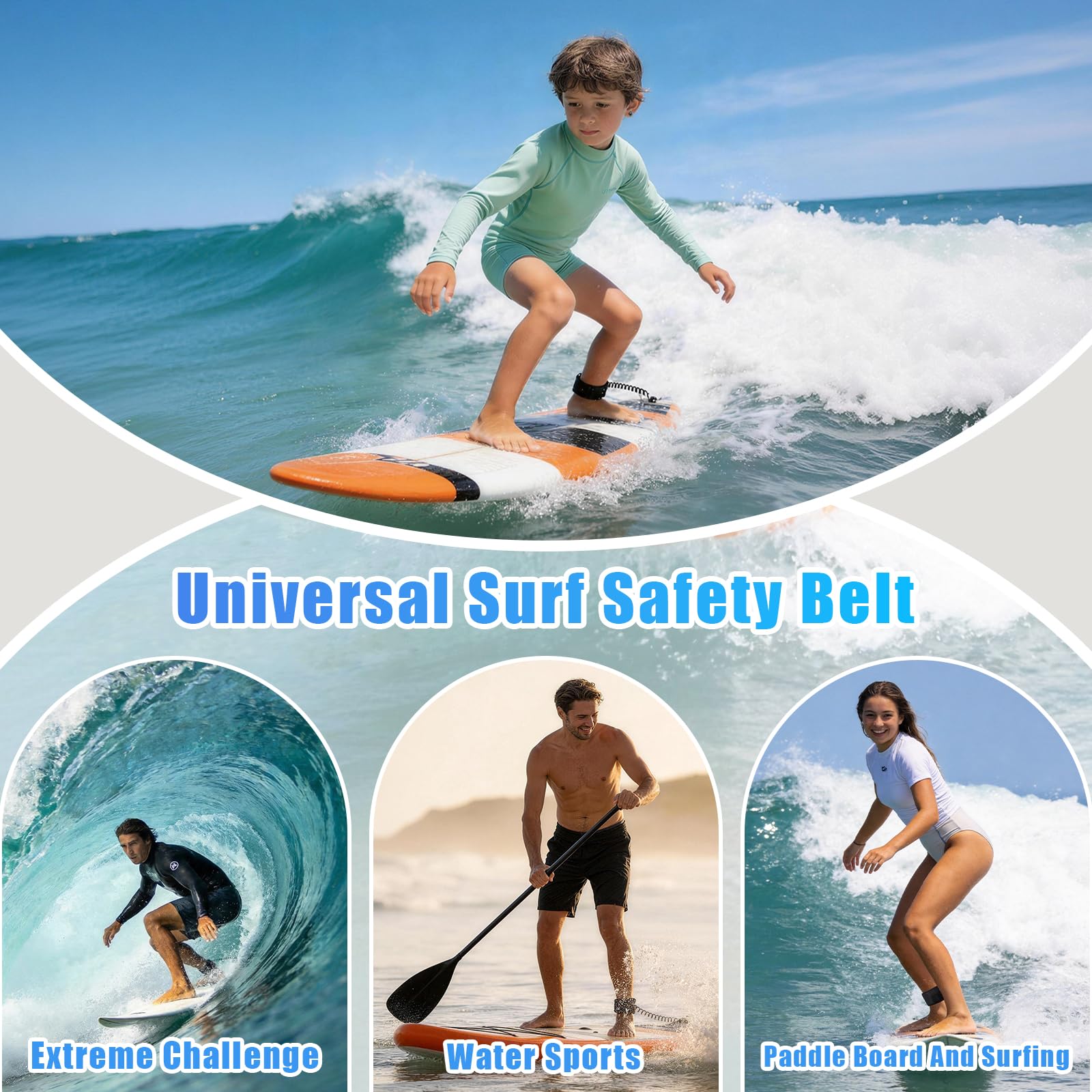 SUP Leash Leash 10ft, zwijana deska surfingowa z paskiem na stopę, 5 mm linka bezpieczeństwa TPU do deski SUP, deski surfingowej, kajaka, longboardu – czarna i pomarańczowa