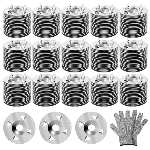 700 Pcs Foam Board Fasteners Washers, 1-1/8 Inch Galvanized Steel Insulation Fixing Hardware for Panels Installation with Cut Resistant Gloves
