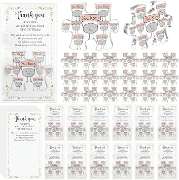 20 Sets Inspirational You Rock Gifts for Coworkers End of Year Teacher Appreciation Gifts Bulk for Team Employee Staff Acrylic Puzzle Piece Plaque Desk Decor with Thank You Card OPP Bag