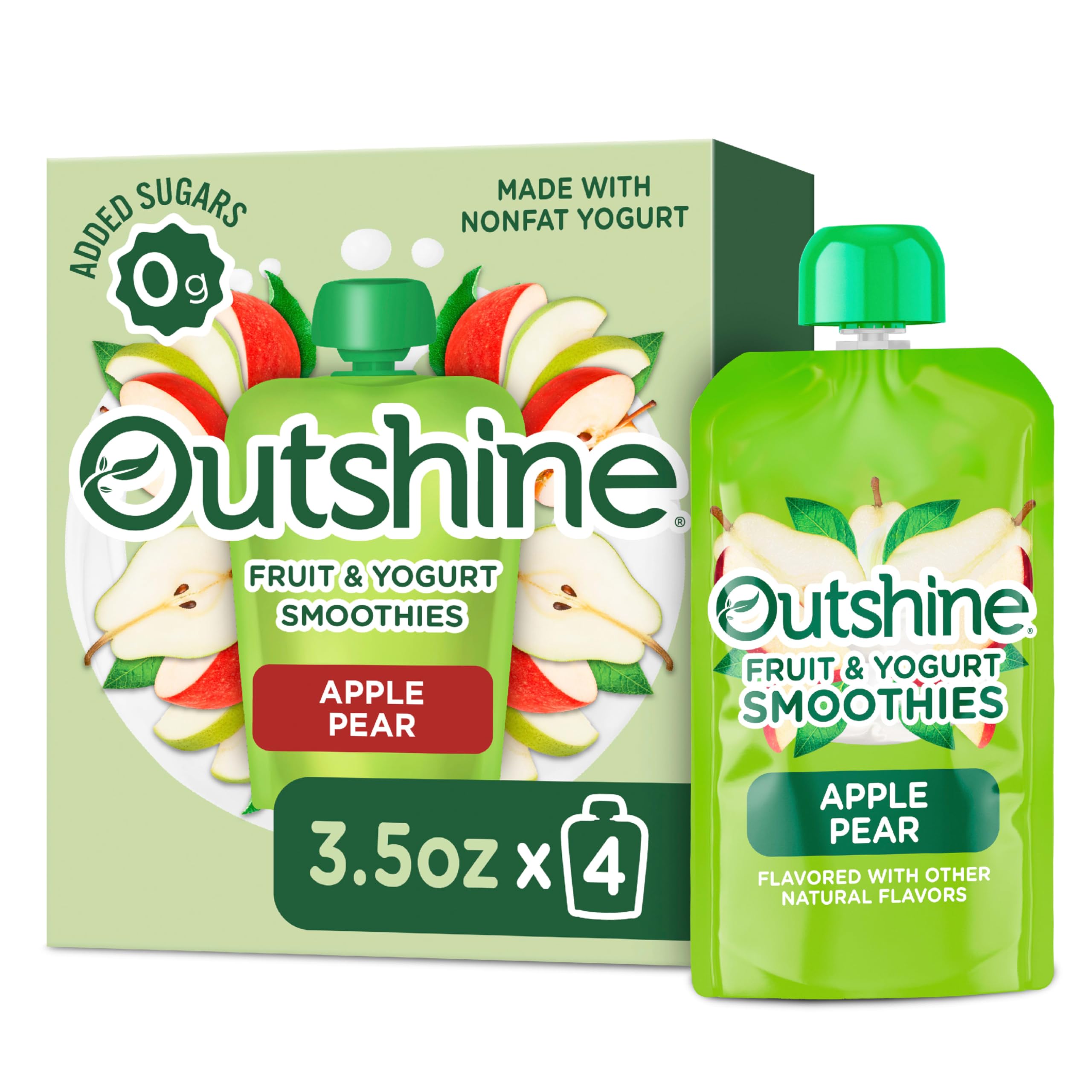 Outshine Fruit & Yogurt Smoothie Apple Pear, Smoothie Pouch, On The Go Snack, 4Pk 14 oz