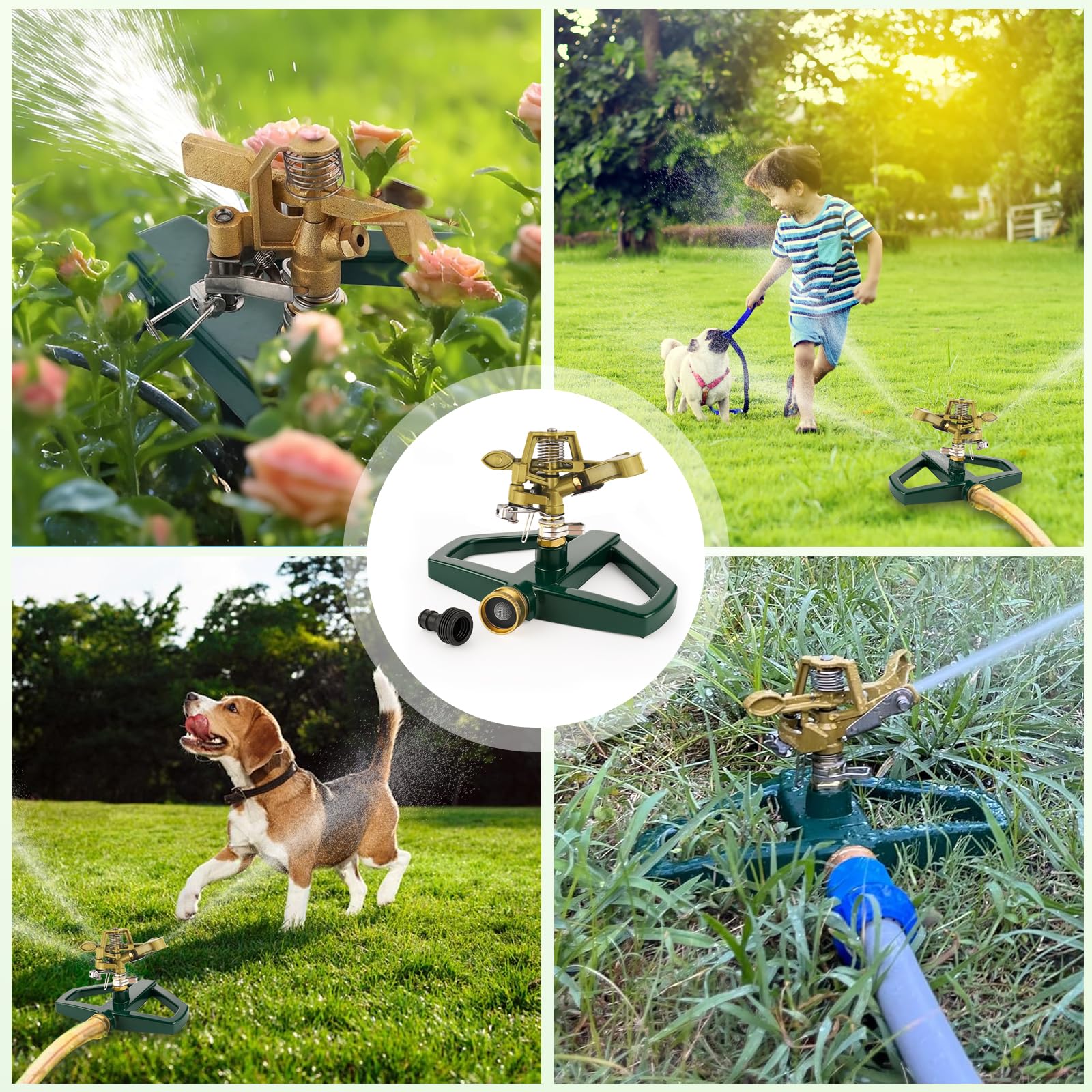 Sprokler de Césped con Base de Metal, Rociador de Césped Rotativo 360 °para Grandes Cubiertas de Superficie, Sistema de Riego para Céspedes, Plantas, Céspedes de Agua de Jardín