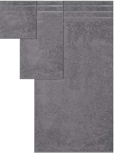 Miniatura 6 de CASA COPENHAGEN Bella - Juego de toallas de 6 piezas, color gris a rayas, 21.16 ozm, 2 toallas de baño, 2 toallas de mano y 2 toallas pequeñas,