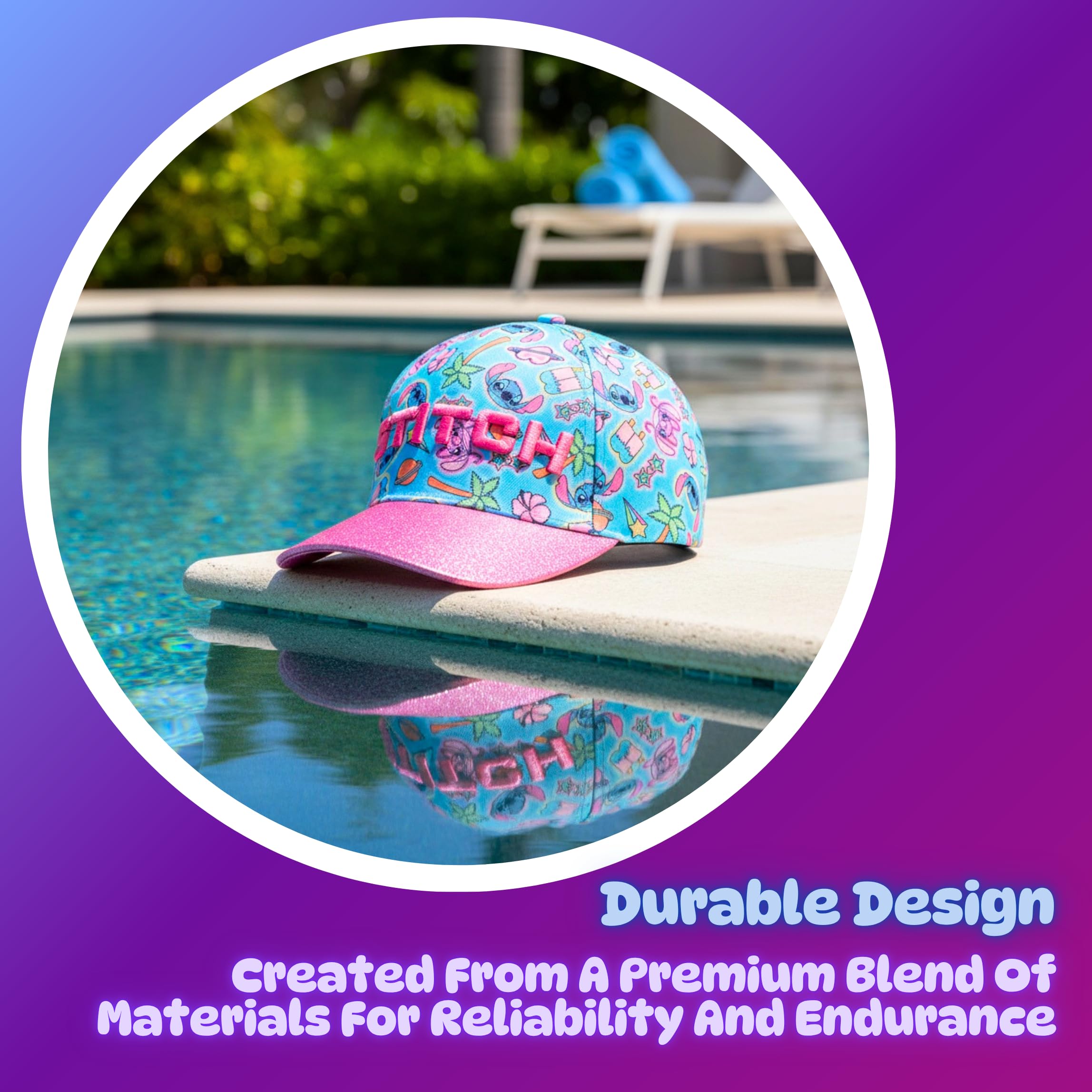 Disney Stitch Gorra de Béisbol Purpurina 3D Tropical para Niñas