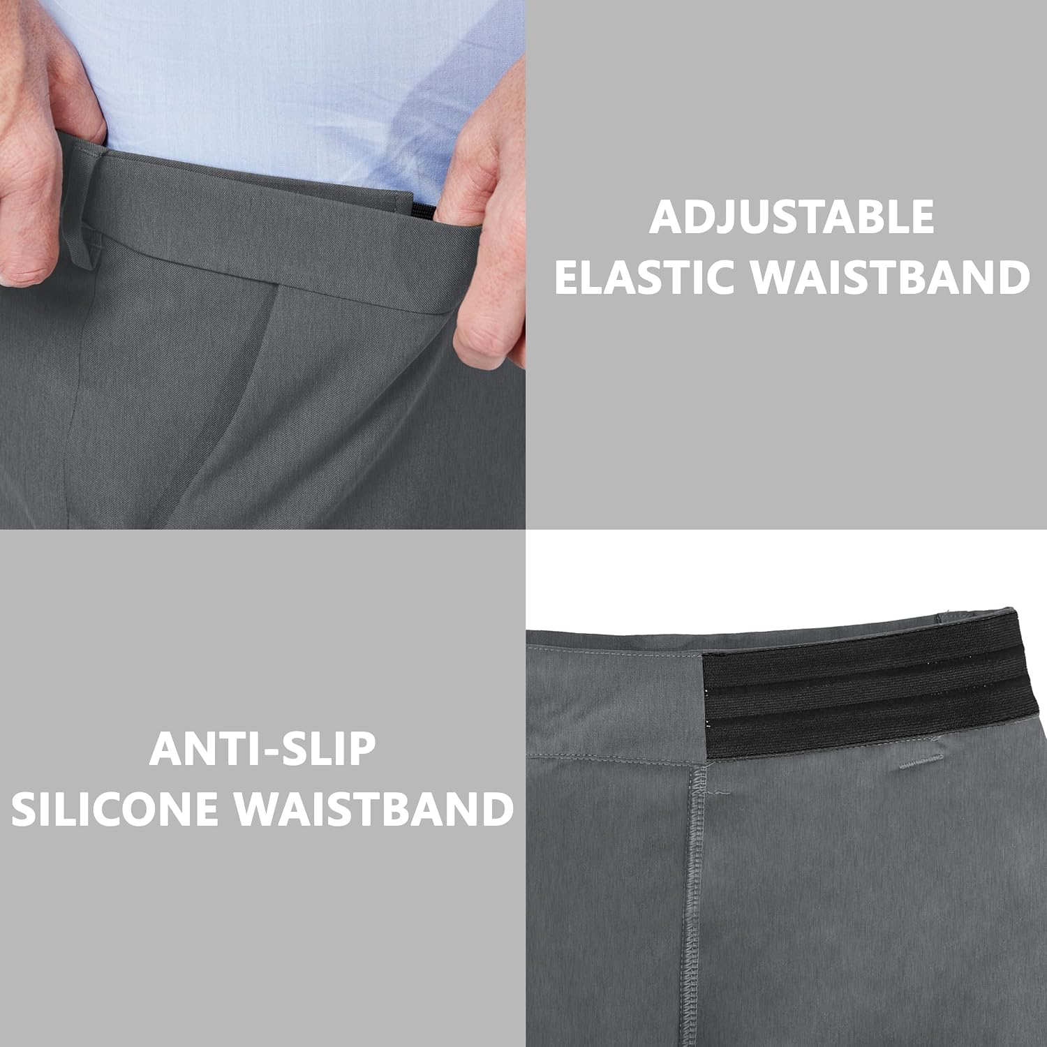 JWM Men's Dress Pants Classic Fit Slacks Golf Work Pant Expandable-Waist Flat-Front Casual Comfy Trousers