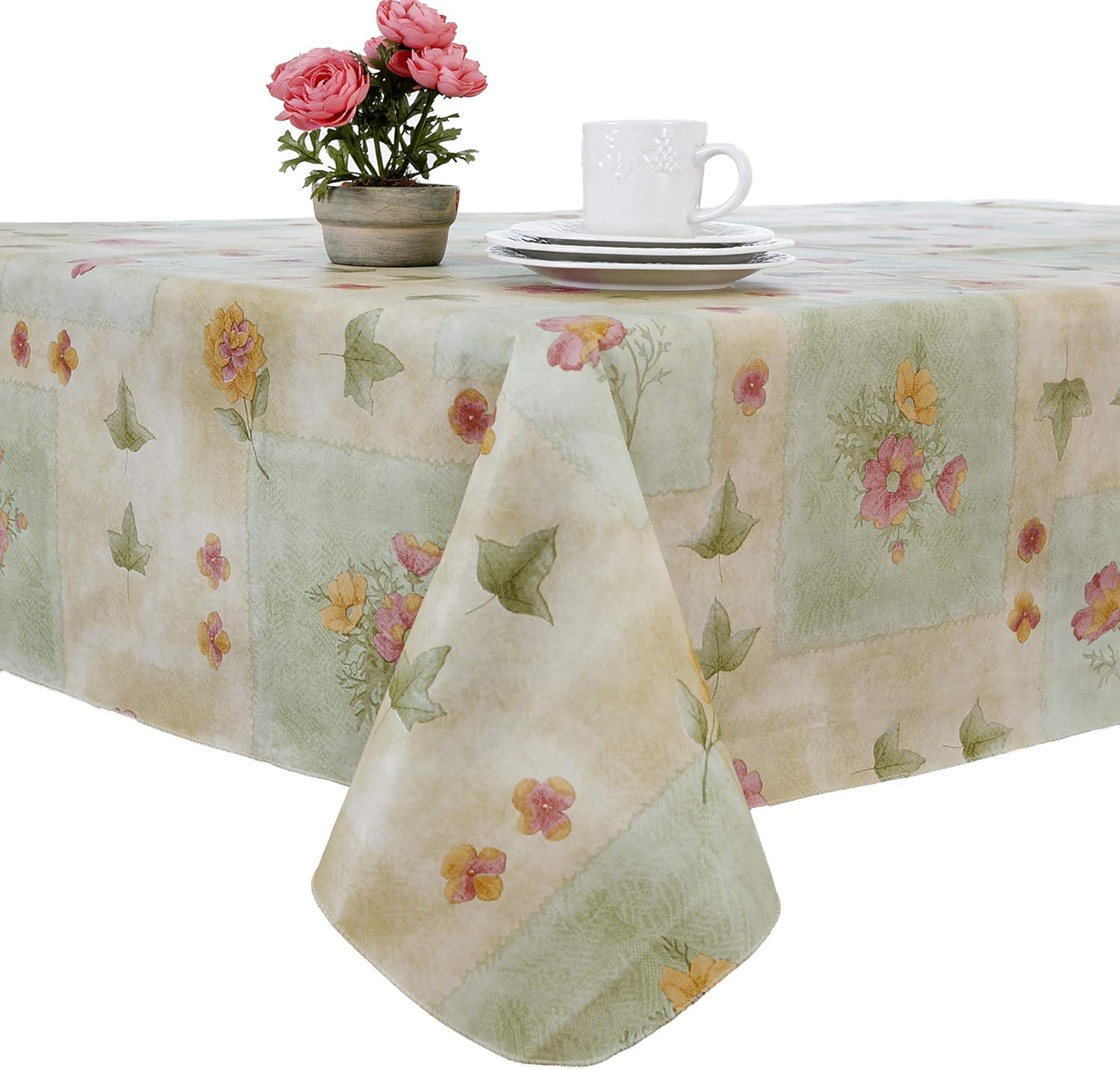 Peony Patch Flannel Backed Indoor Outdoor Vinyl Table