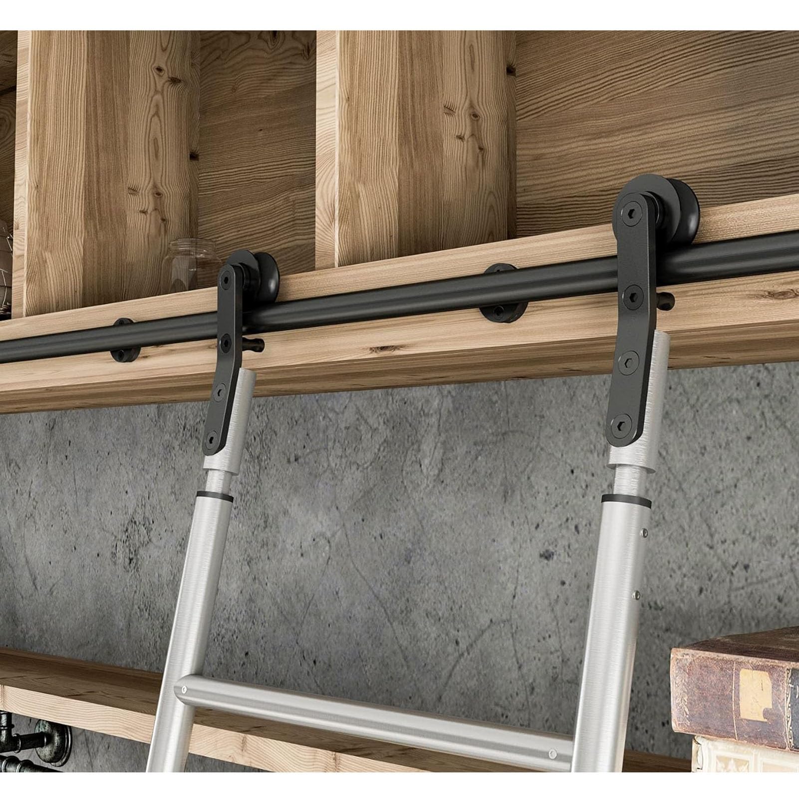Kit de herrajes para escalera corrediza que soluciona la falta de espacio en lofts modernos