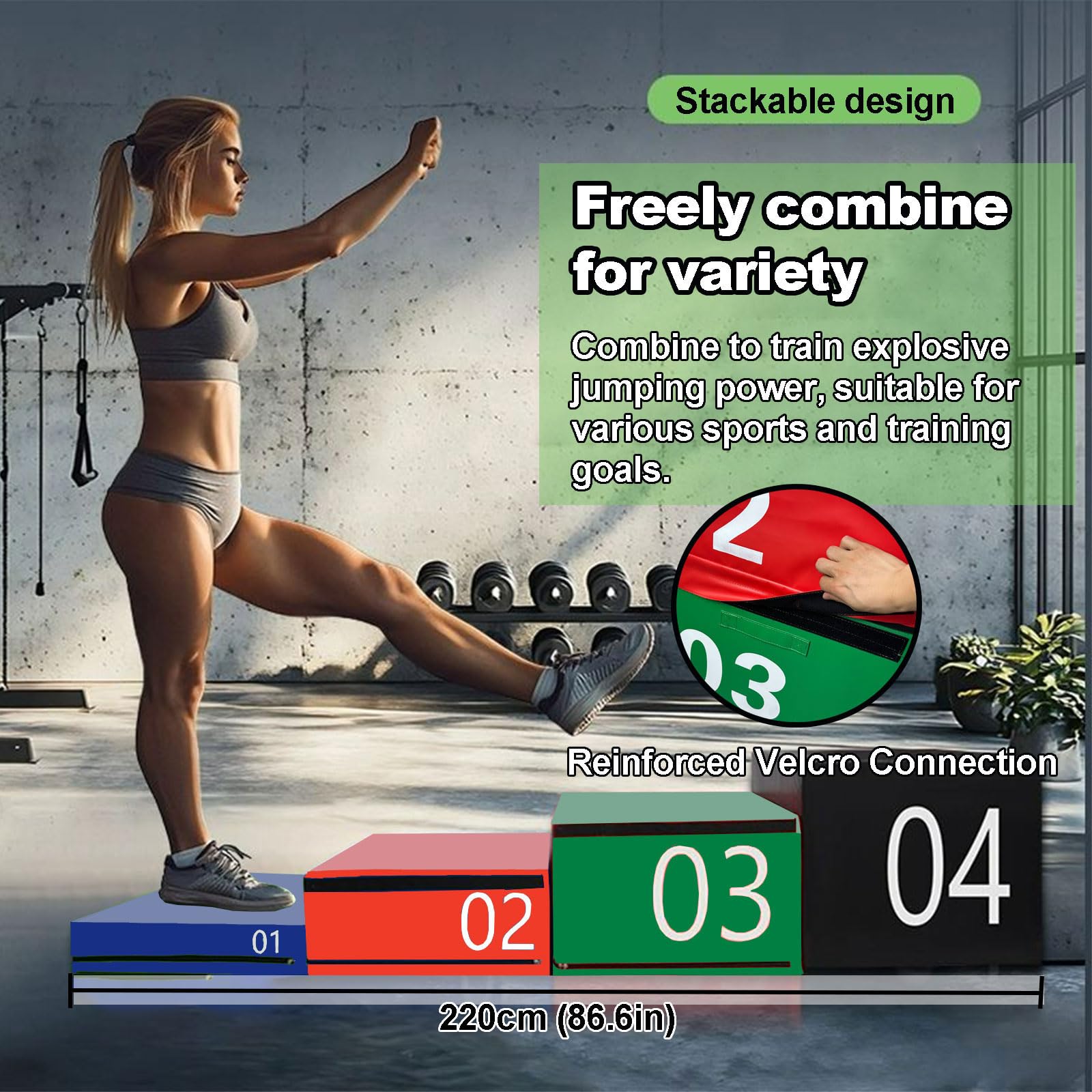 Plyometrische Sprungbox,4-in-1 Höhenverstellbare Jumping Agility Box,Rutschfeste Soft-Fitness-Springbox Für Konditions-Krafttraining,Jump Training Tragbar Für Erwac(Size:90x55x20cm（35.4x21.6x7.9in）)