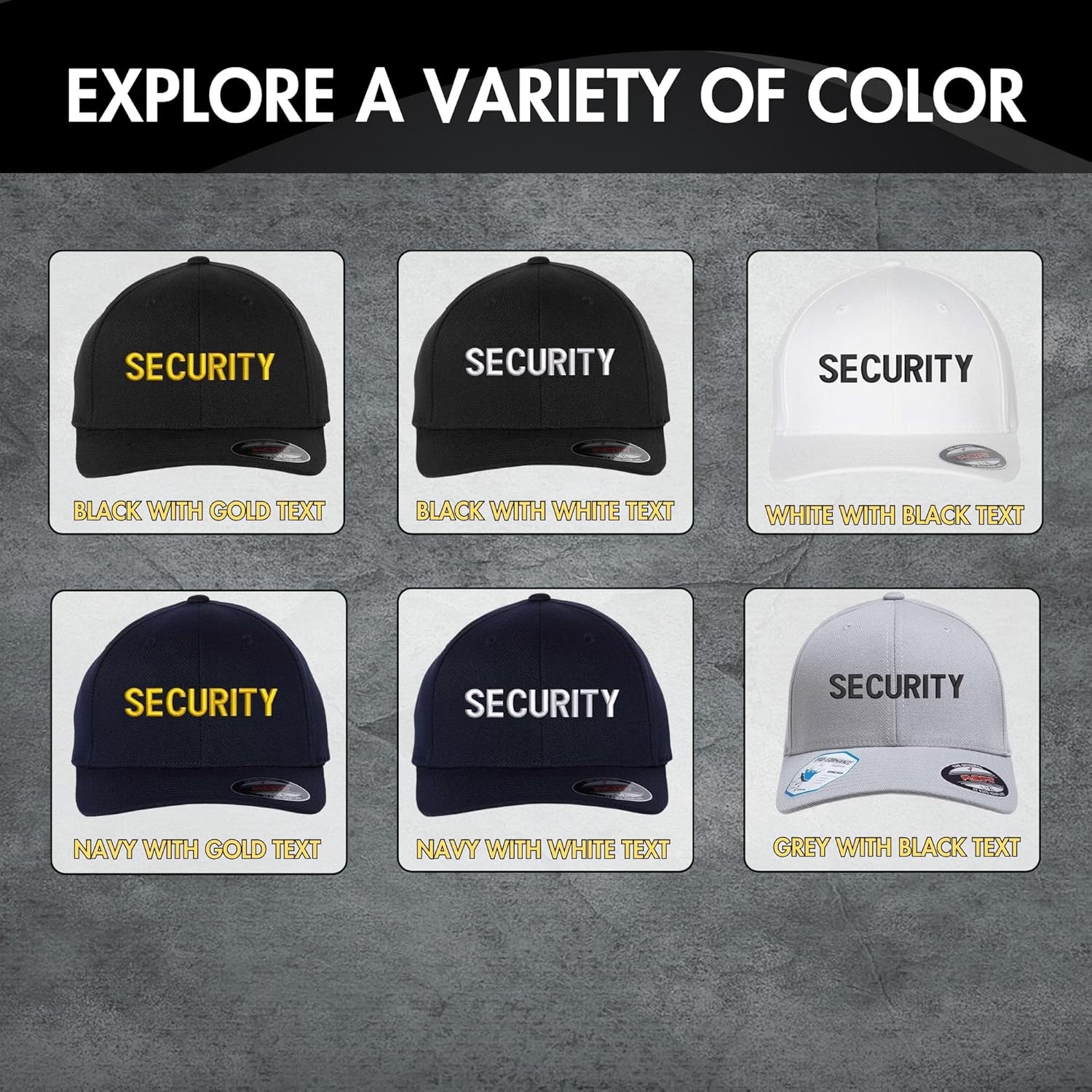 Security Fitted Baseball Hat Structured Uniform Guard Officer Pro-Formance Flexfit Cap