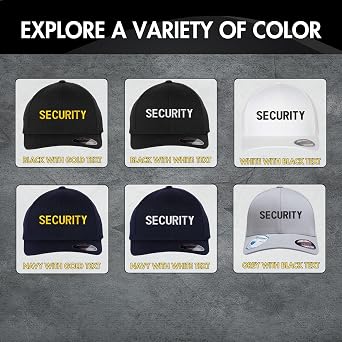 Security Fitted Baseball Hat Structured Uniform Guard Officer Pro-Formance Flexfit Cap