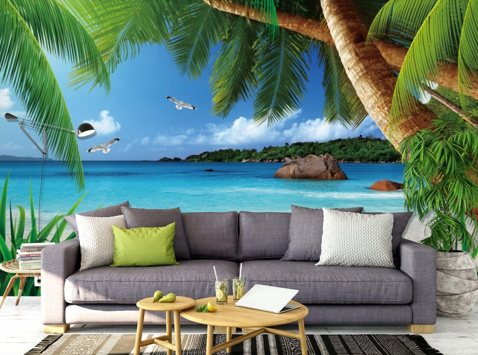 Papier peint panoramique 3D plage anti-reflet pour embellir une chambre