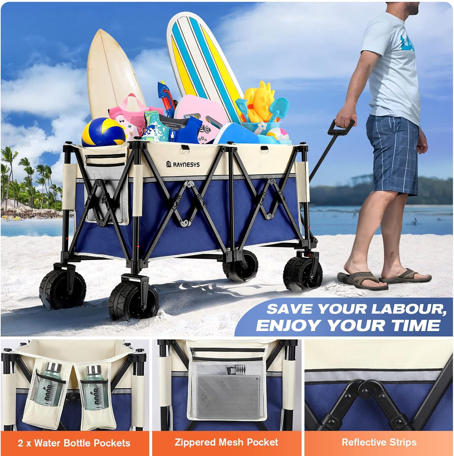 Collapsible Foldable Wagons, 440 lbs Weight Capacity Beach Wagon with Big All-Terrain Wheels, Heavy Duty Foldable Wagon,Utility Wagon Carts for Outdoor, Sports, Shopping, Camping, Black Gray Collapsible Foldable Wagons, 440 lbs Weight Capacity Beach Wagon with Big All-Terrain Wheels, Heavy Duty Foldable Wagon,Utility Wagon Carts for Outdoor, Sports, Shopping, Camping, Black Gray