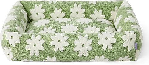 Miniatura 5 de LE SURE Bonita cama para perros grandes, camas lavables para mascotas, acogedor sofá ortopédico rectangular con felpa jacquard lanudo y parte