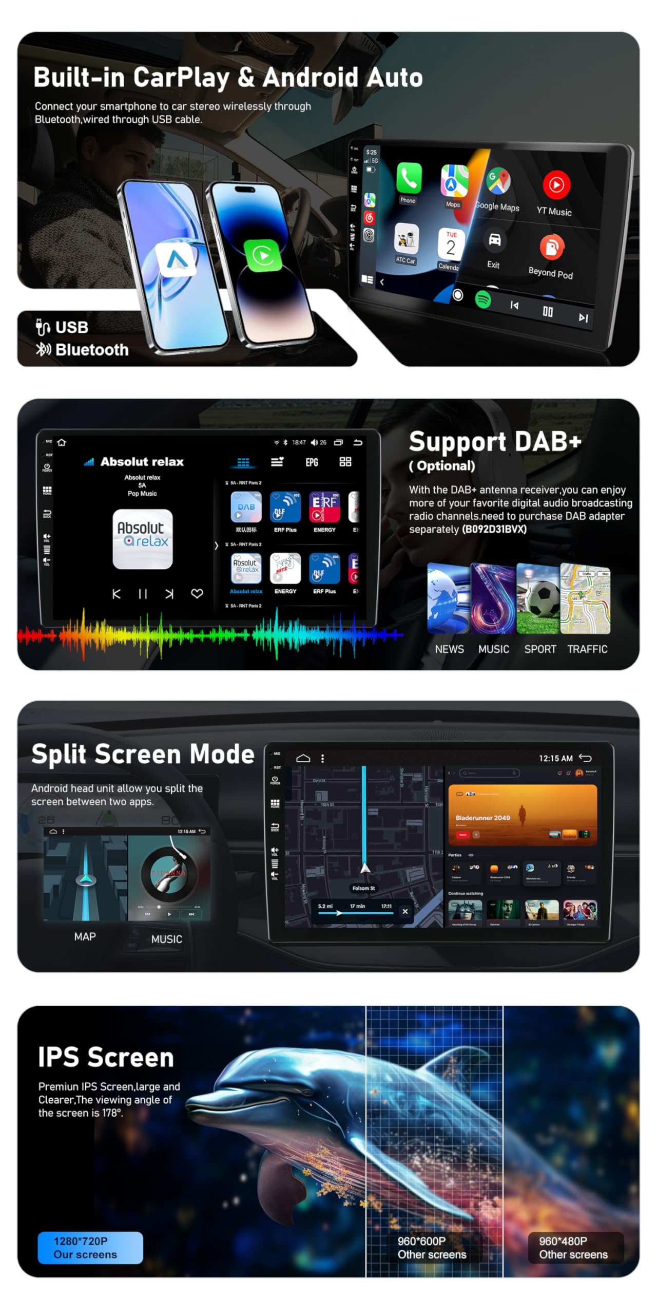 [4+64G]Android 16 2 Din Radio con navigazione per Citroen C3 DS3 2010-2016-[Integrato CarPlay/Android Auto/DSP/GPS/Bluetooth 5.0/MirrorLink/Controllo del volante]-IPS 9" Touch