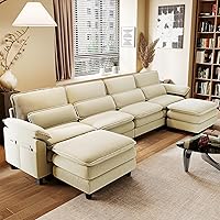 Vista 8 de HNEBC Sofás para Sala de Estar - Sofá seccional modular con chaise móvil, juego de sofá de 4 asientos con otomana, sofá en forma de L con cojines