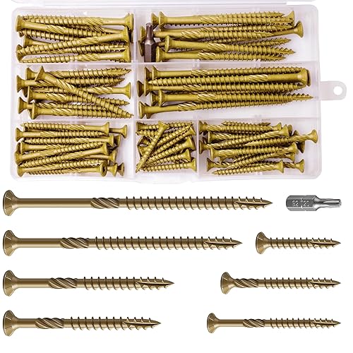 Miniatura 56 de Tornillos de cubierta de 10 x 3 pulgadas, 137 unidades, 2 libras, tornillos para madera de exterior, revestimiento epoxi resistente al óxido