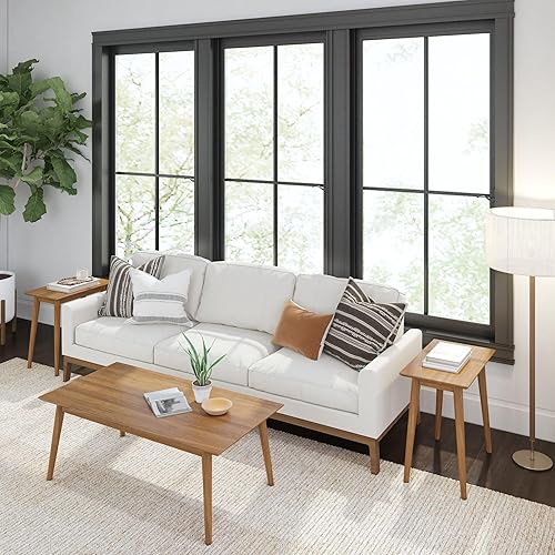 Miniatura 8 de Plank+Beam Mesa auxiliar rectangular moderna de mediados de siglo, mesa auxiliar para sala de estar, mesita de noche de madera, mesa auxiliar