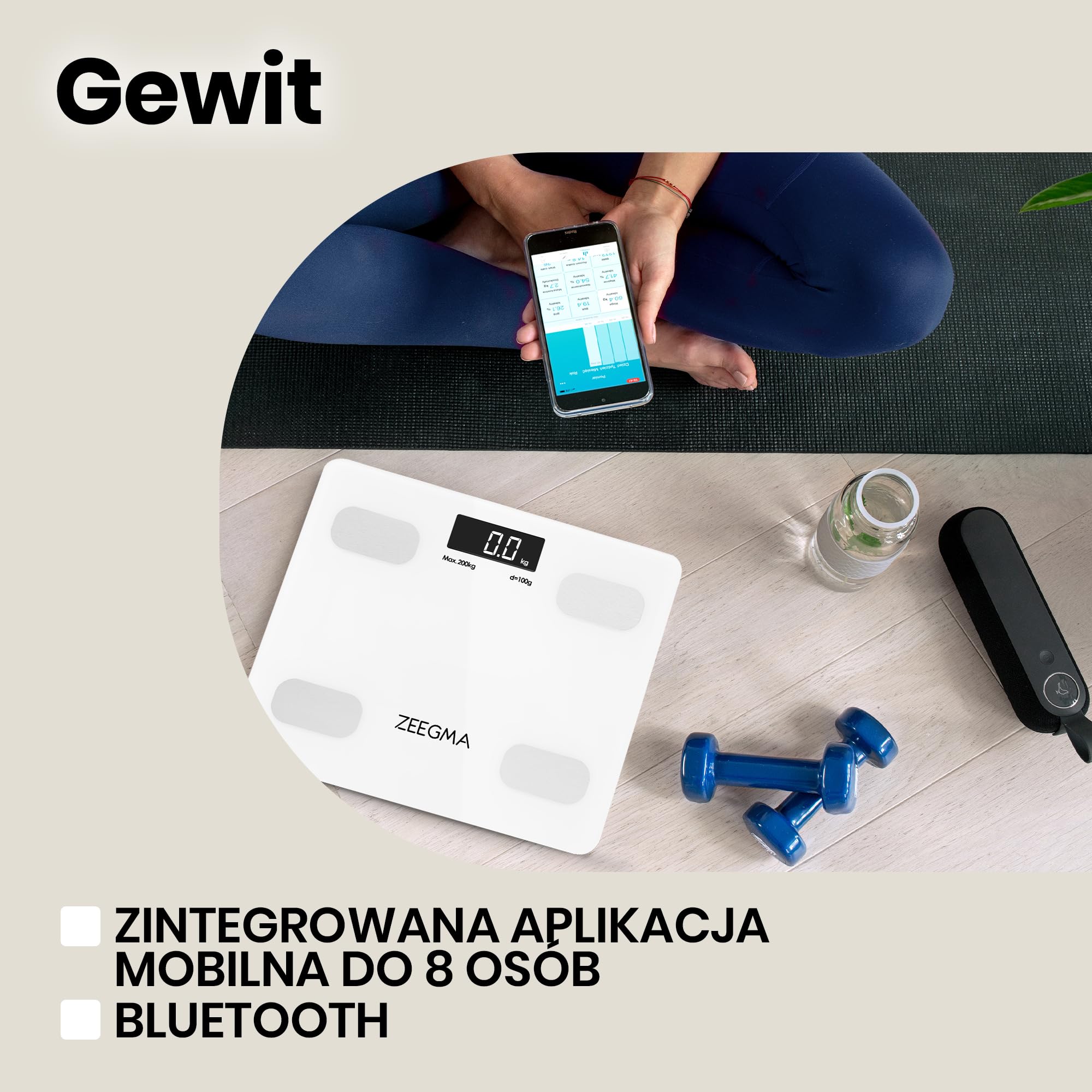 Zeegma ZE-GEWIT Waga Łazienkowa, Szkło, Biały