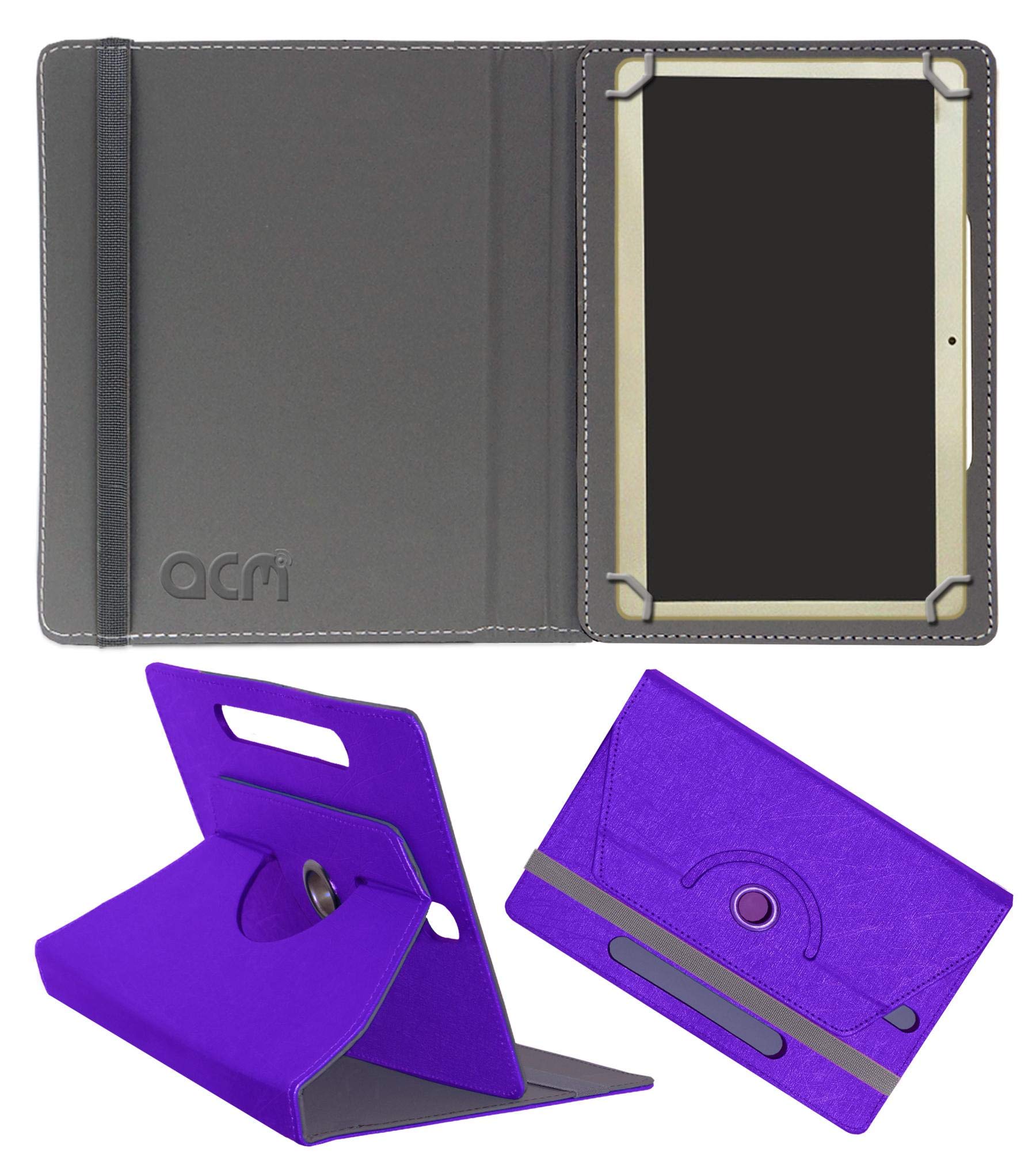 Acm Designer Rotating Leather Flip Case Compatible with Nxi Fabtab Mega 10.1 3g Cover Stand Purple