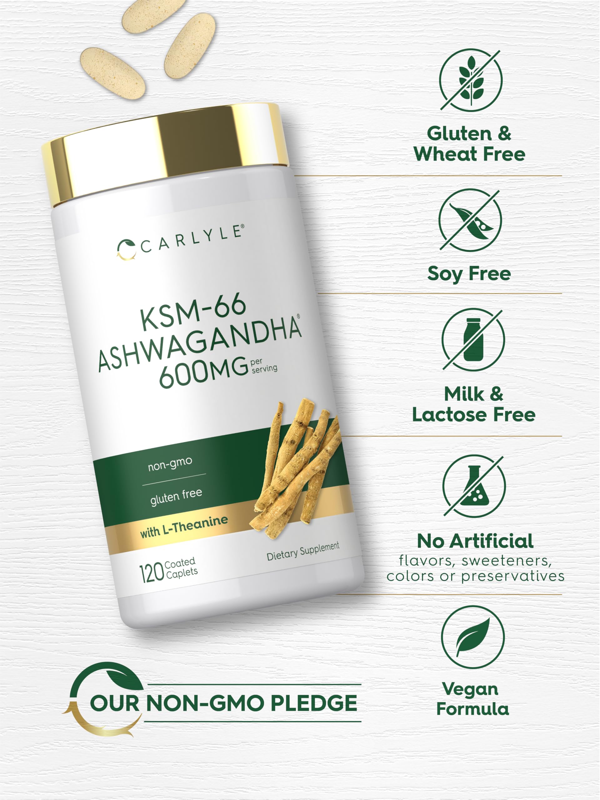 Carlyle KSM-66 Ashwagandha Root Extract 600mg | 120 Vegan Caplets — Amazon image 5