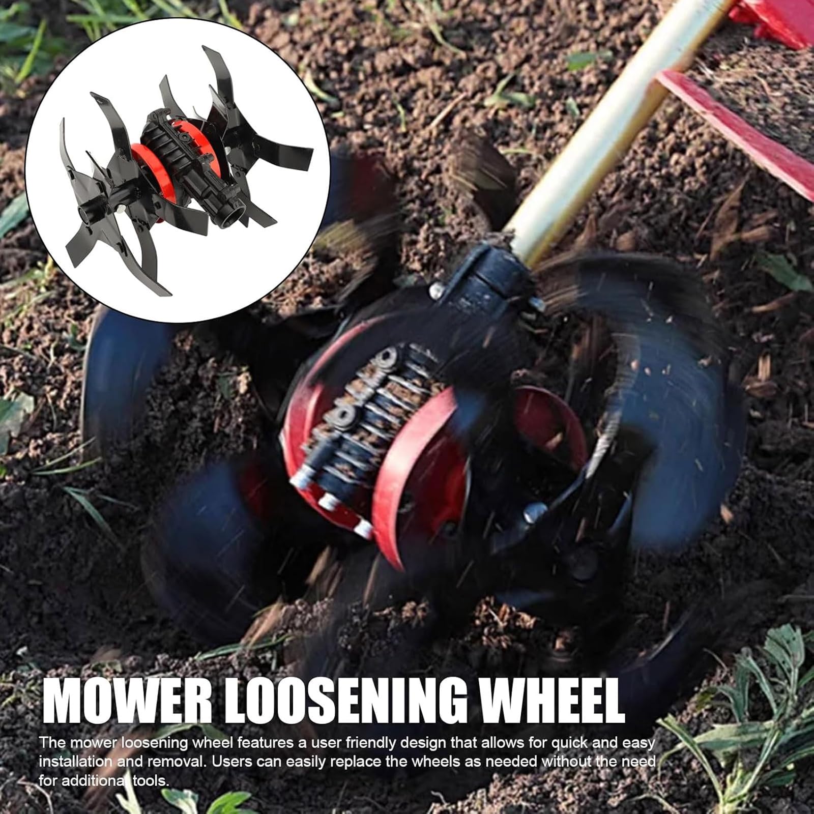Accesorio cultivador para desbrozadora, Juego de Ruedas aflojadoras de Tierra de 26 mm y 9 Dientes, Cuchillas metálicas para deshierbar, arar, Preparar parterres y surcos de huertos