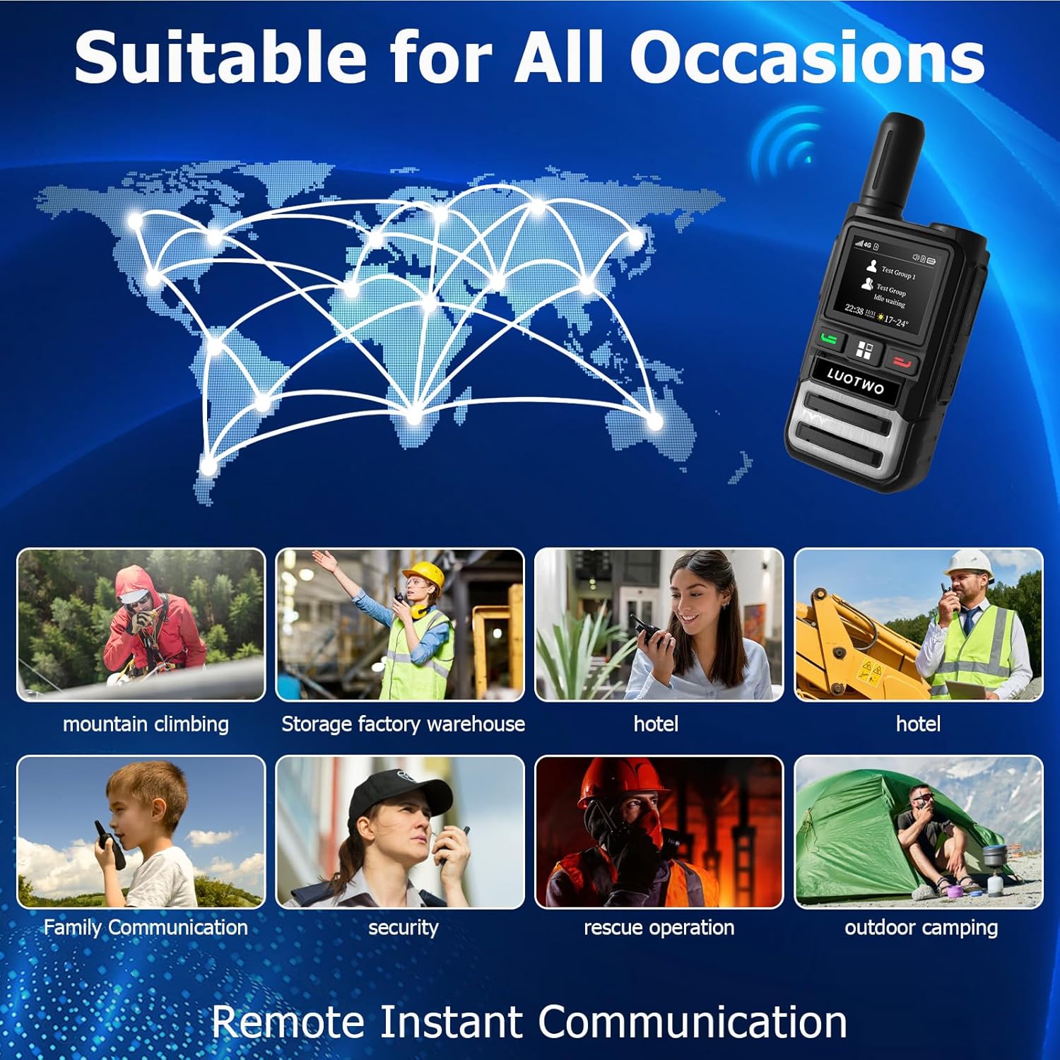 R300 Nationwide PTT Walkie Talkie with SIM Card - 4G LTE Two Way Radio, No Monthly Fee, Free App, Push-to-Talk for Construction, Security, Logistics & Outdoor Teams (2-Pack)