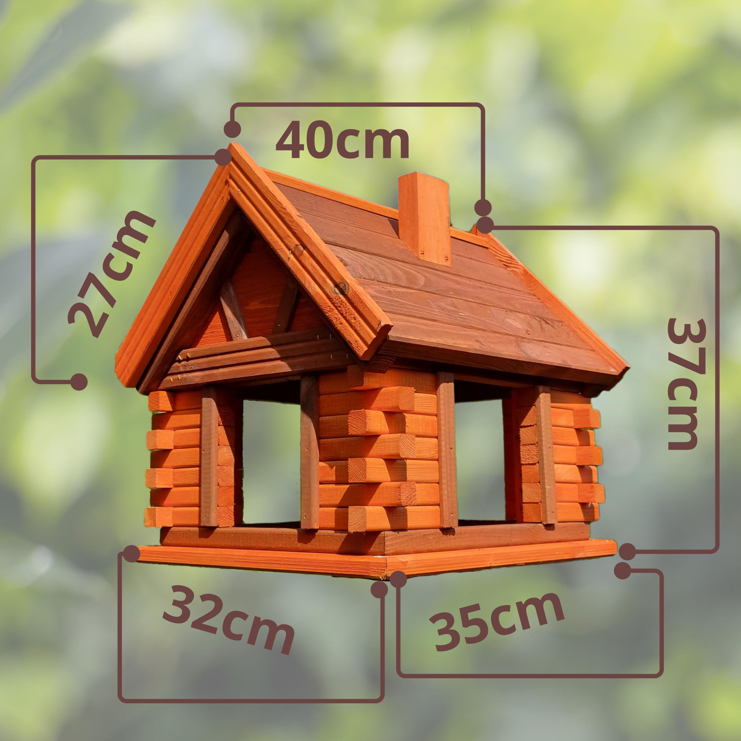 VOGELHAUS aus Holz Vogelhäuschen Vogelhäuser Vogelfutterhaus (Braun+Erle)