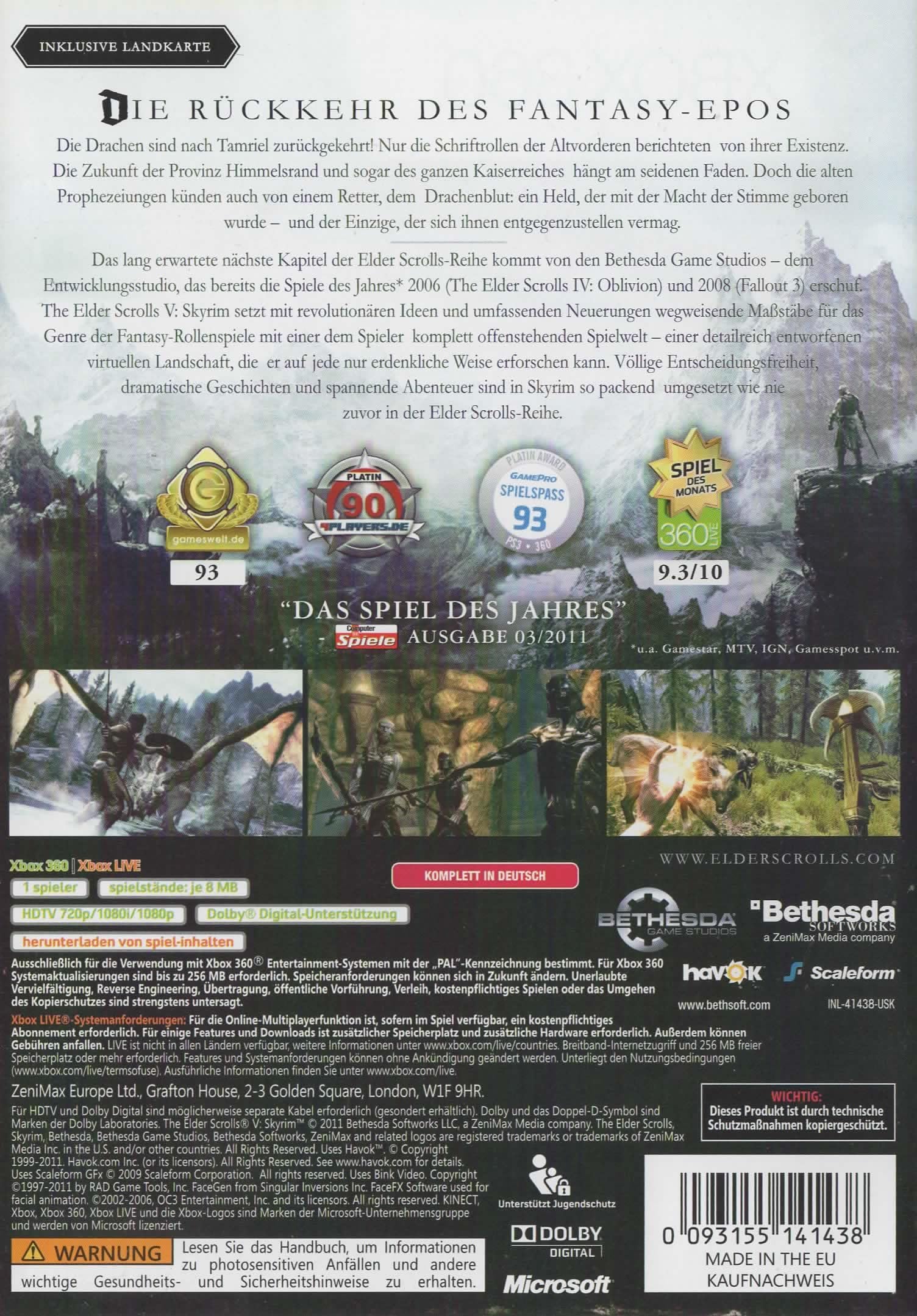 The Elder Scrolls V: Skyrim (Standard - Edition) - Xbox 360 - [Edizione: Germania]
