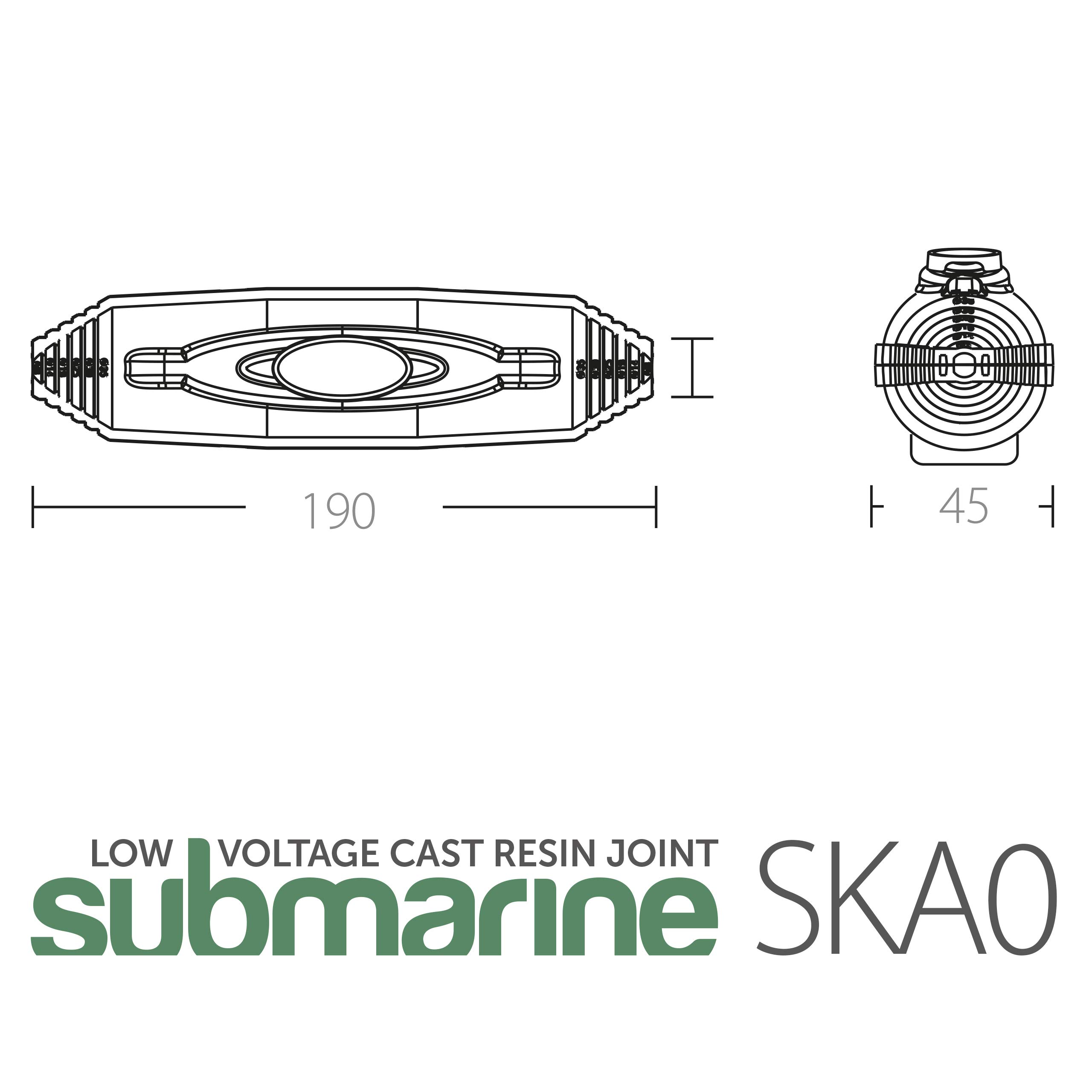 Línea de cupones del kit de submarino ETELEC, en resina de estado sólido, cables de hasta 5 polos, colocando cavidotti, aire, natación, swards incluidos (diámetro del cable Min 8 máx 26 mm)