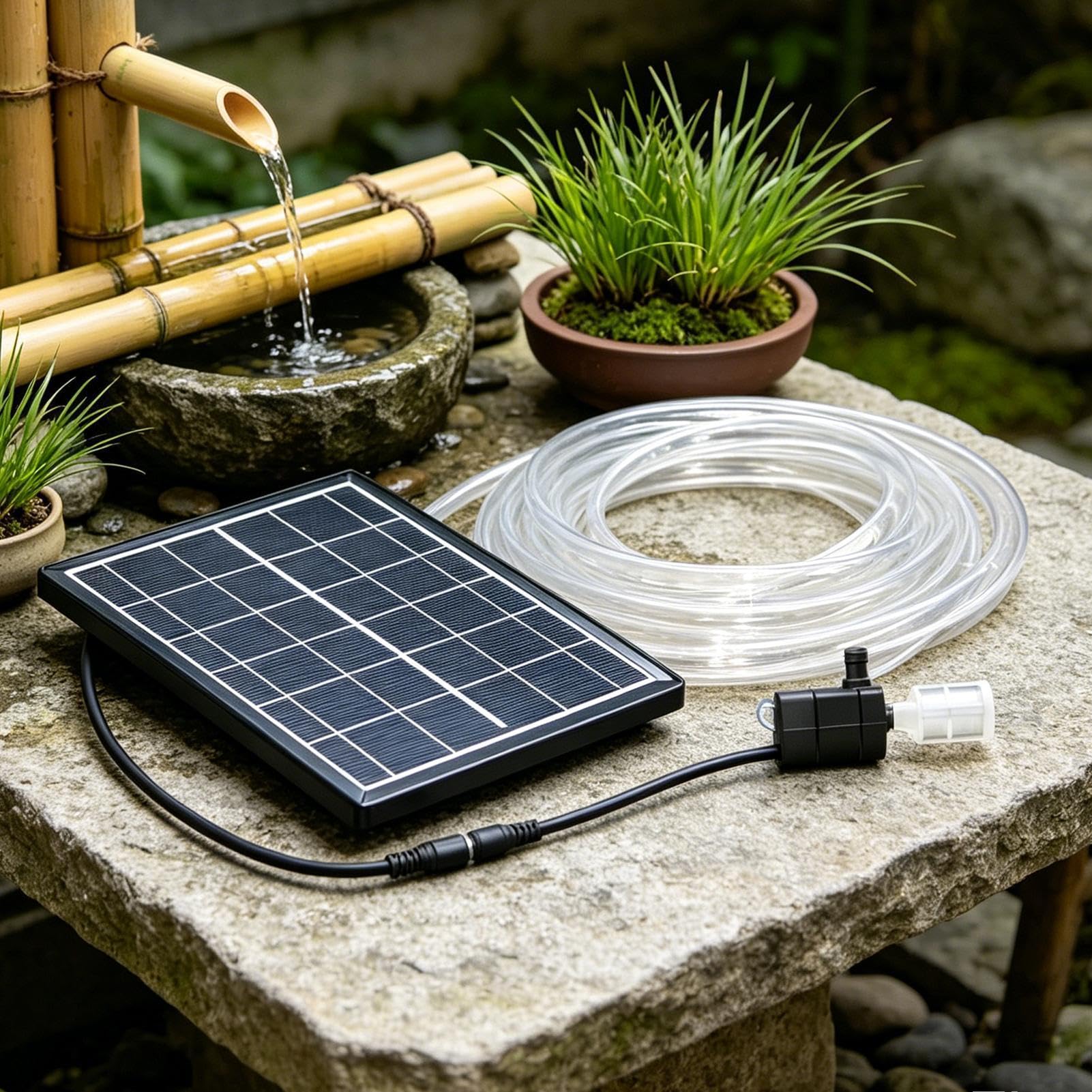 Fontana solare regolabile piccola decorazione ad energia solare | Pompa per fontana d'acqua per giardino, patio, cortile, terrazza, piscina, laghetti, uccelli, pesci, fiori, fioriera, casa