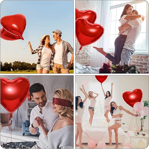 Miniatura 3 de Gejoy 4 globos grandes en forma de corazón de 32 pulgadas, enormes globos de amor de papel de aluminio rojo para boda, compromiso, aniversario,