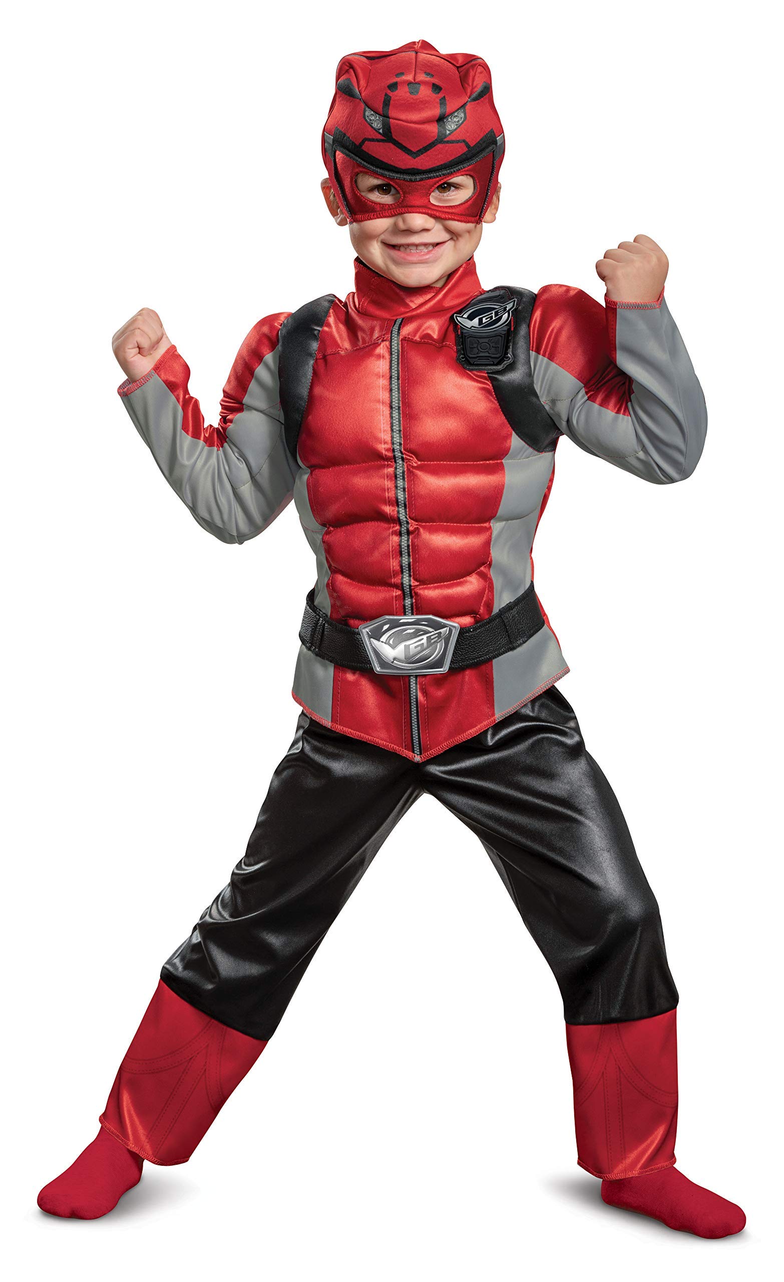 Disguise Kostium Power Ranger Dziecko Bestia Morphers Czerwony, Power Rangers Morpher Dziecko, kostium Power Ranger Czerwony Chłopiec, Power Ranger Kostium Dziecko, Mięśnie, Kostium Karnawał Dziecko