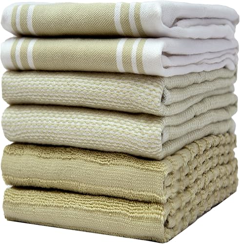 Miniatura 7 de Bumble Towels - Toallas de cocina prémium (20 x 28pulgadas, 6 unidades), grandes, algodón y tejido de rizo plano, altamente absorbentes con lazo