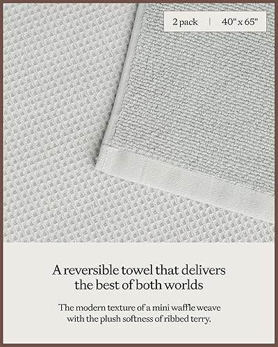 Miniatura 10 de Cozy Earth Toallas de baño de punto gofre, 60% algodón, 40% viscosa de bambú, 40 x 65 pulgadas, rizo suave y absorbente, reversible, patrón de punto