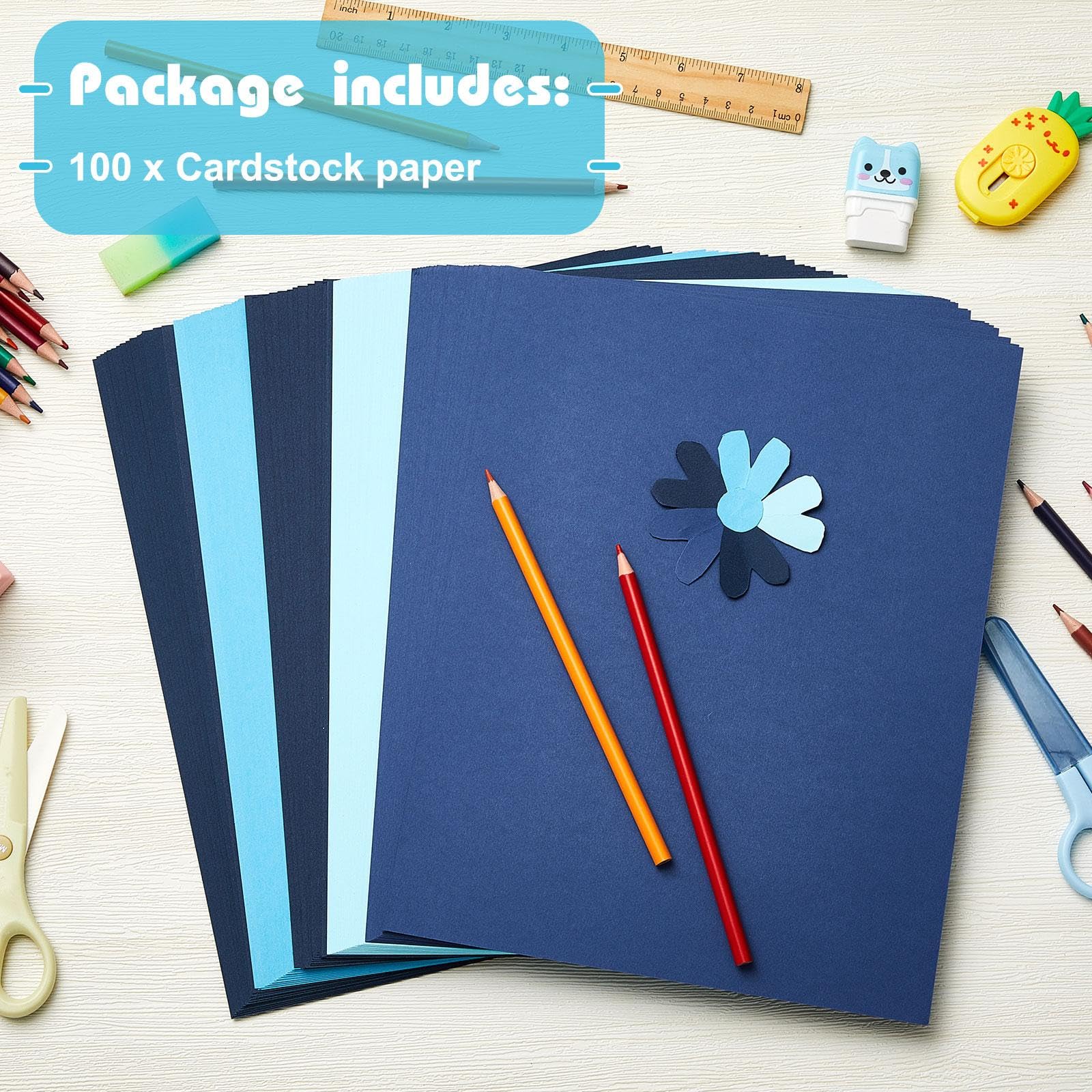 BigOtters 100 Hojas De Papel De Cartulina De Colores, Papel Cuadrado De Manualidades De 12 Pulgadas Cartulina De Peso Pesado Papel De Recortes