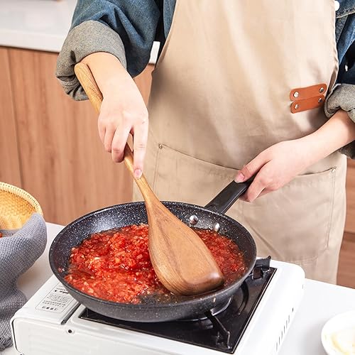 Miniatura 2 de GinSent Cuchara grande de madera para cocinar, cuchara grande de madera de 17 pulgadas para olla profunda, cuchara de esquina gigante de madera de