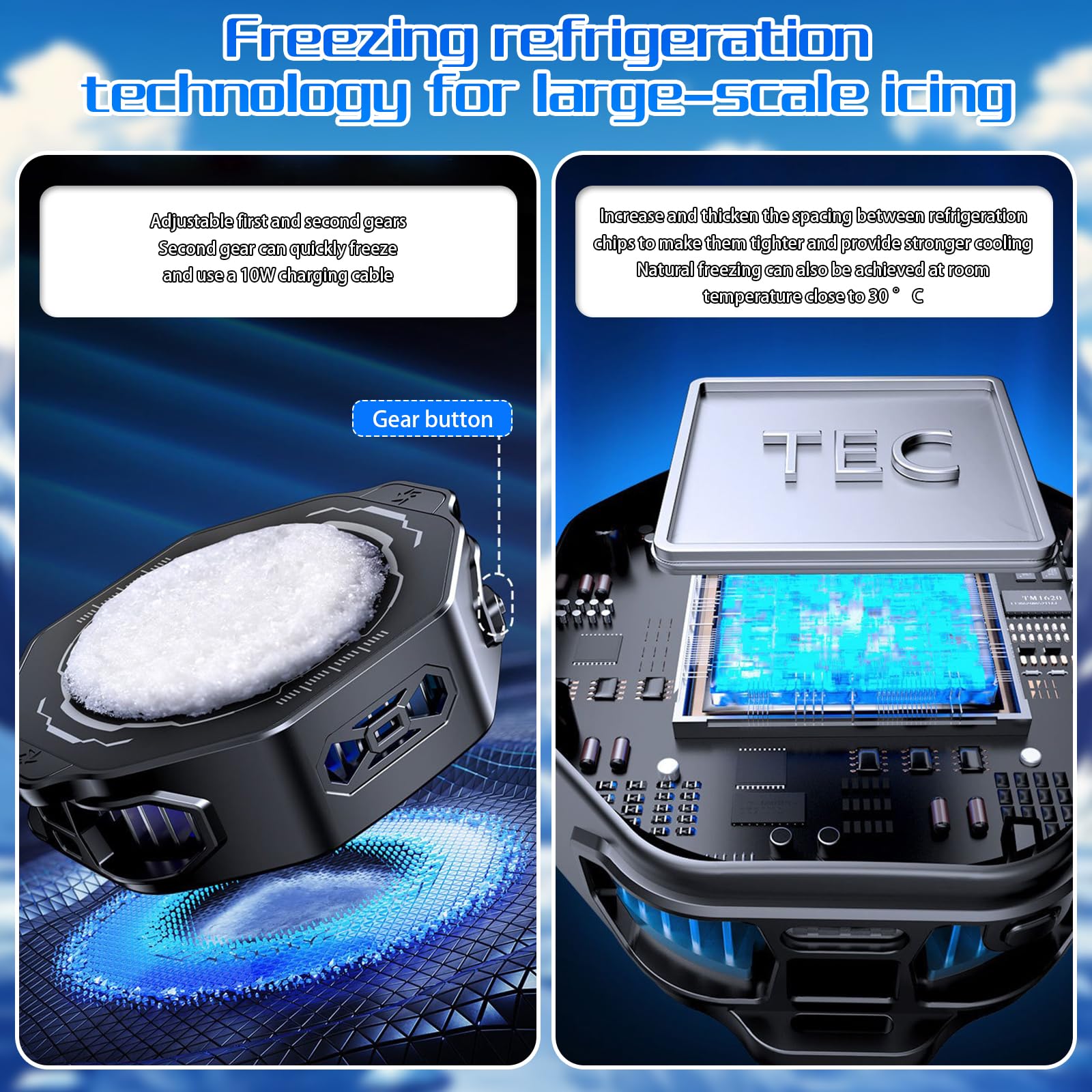 Ventilador para Movil, Enfriador para Celular con Iluminación RGB, Visualización De Temperatura En Tiempo Real, para Móviles, Tabletas E iPad