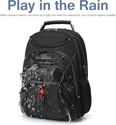 Miniatura 4 de Boniyee Mochila de viaje de 17.3 pulgadas, bolsa antirrobo para laptop con puerto de carga USB, impermeable