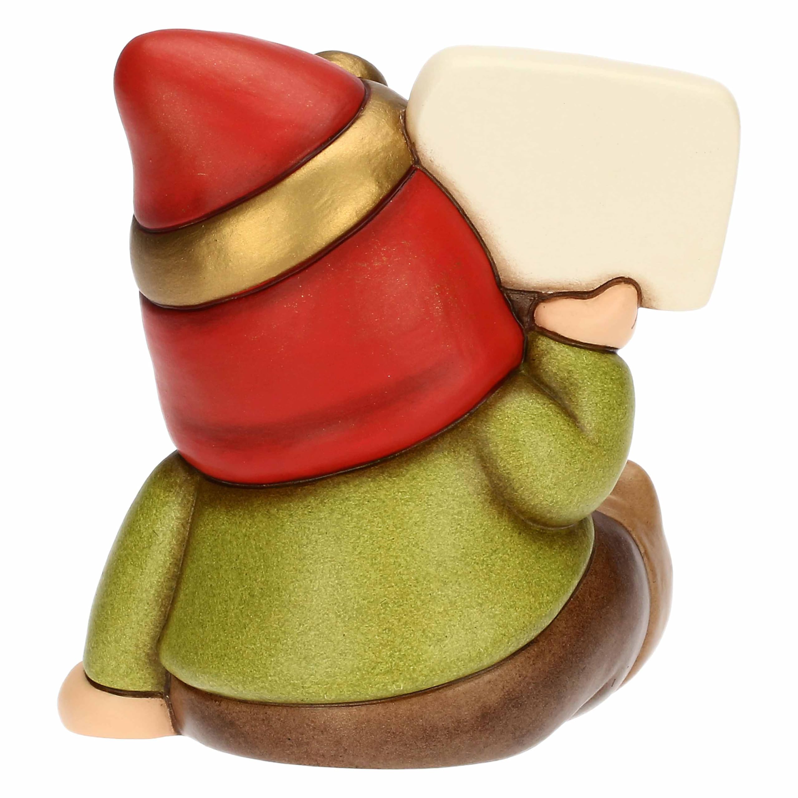 Gnomo Oliver THUN Con Quadrifoglio Portafortuna - Ceramica Alta Qualità, Collezione Inverno Incantato, 6.3x5.7x9.4 Cm - Foto 6