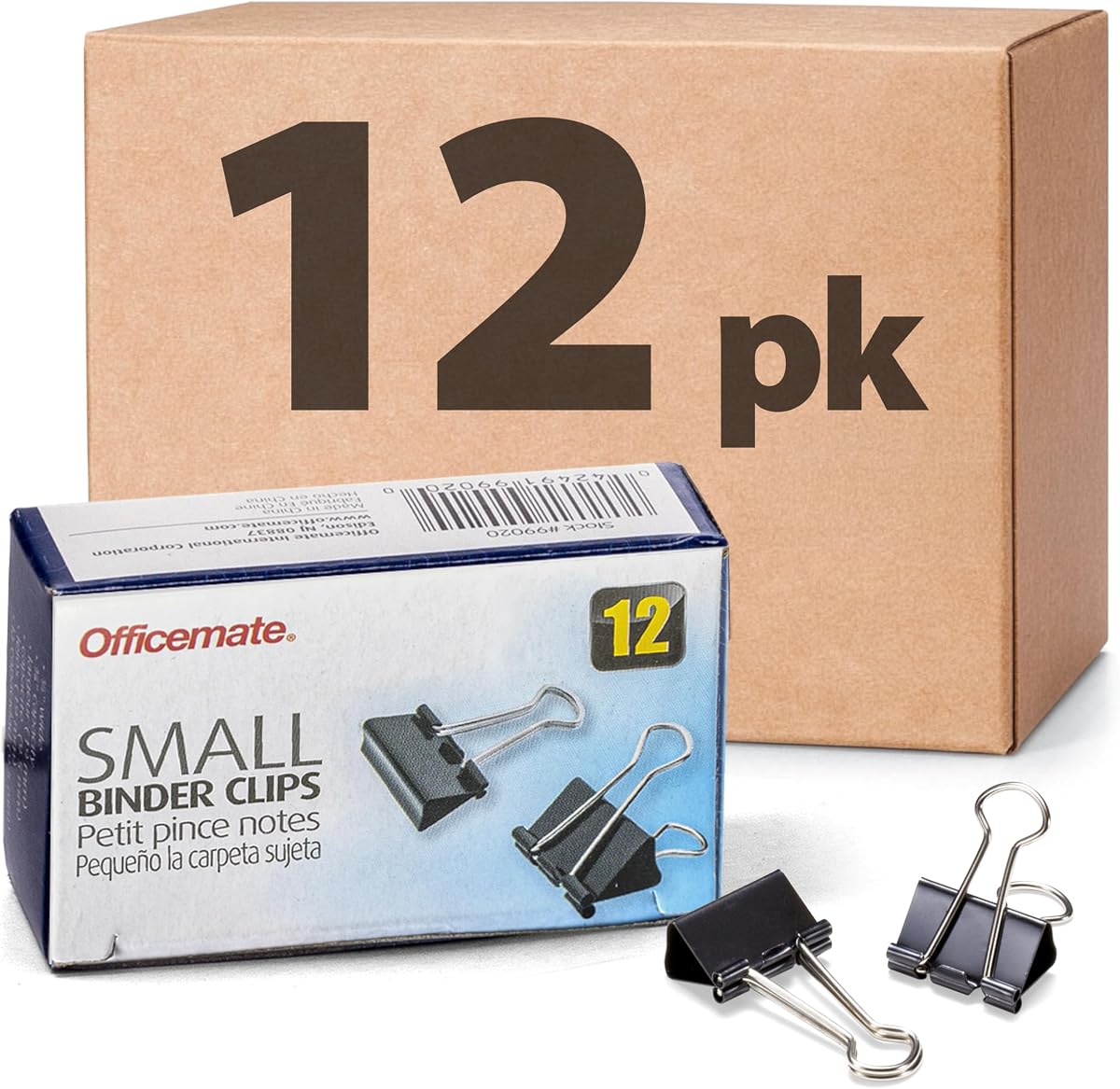 Small Binder Clips, Black, 12 Boxes of 1 Dozen Each (144 Total) (99020)