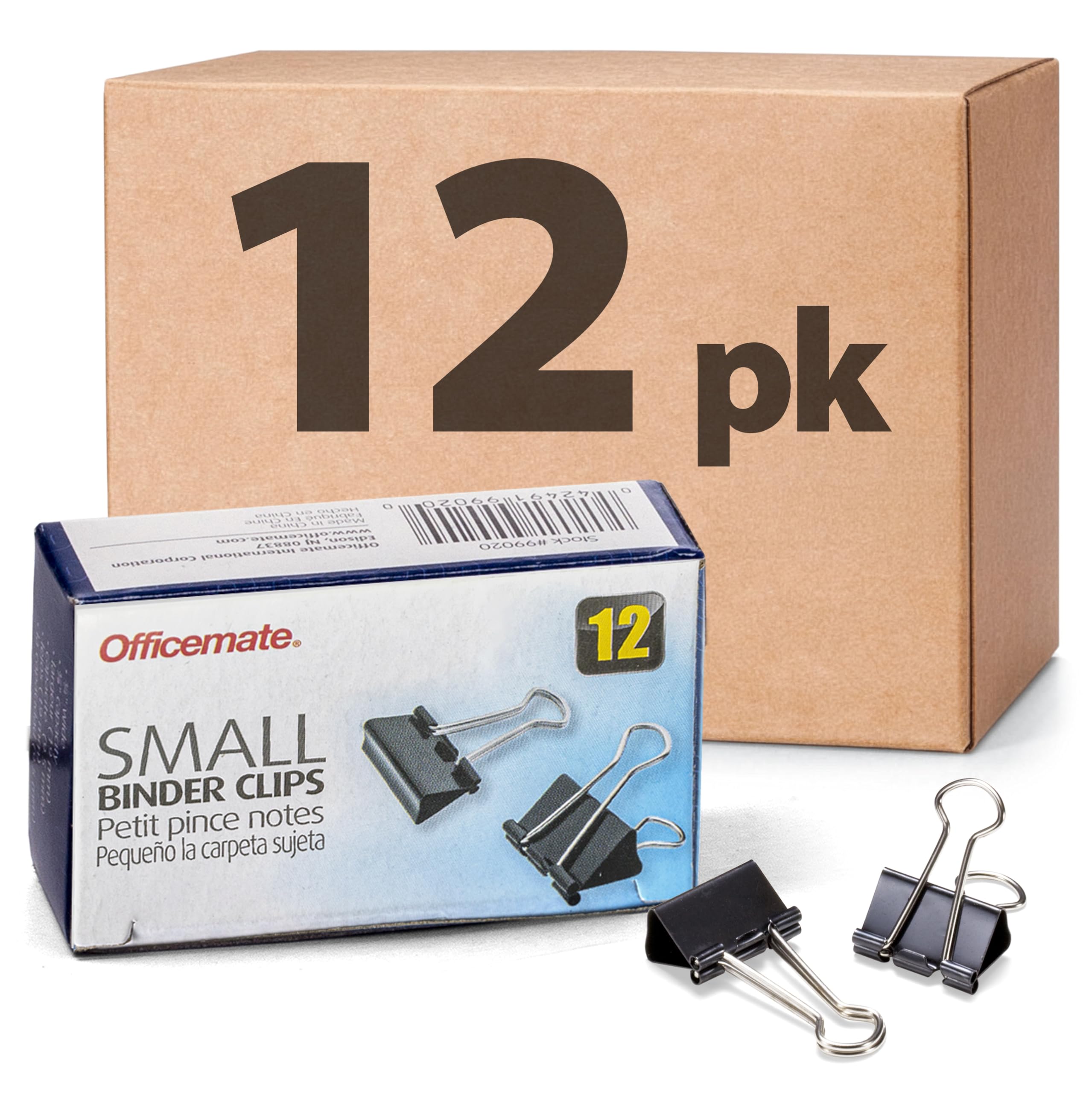 Officemate Small Binder Clips, Black, 12 Boxes of 1 Dozen Each (144 Total) (99020)